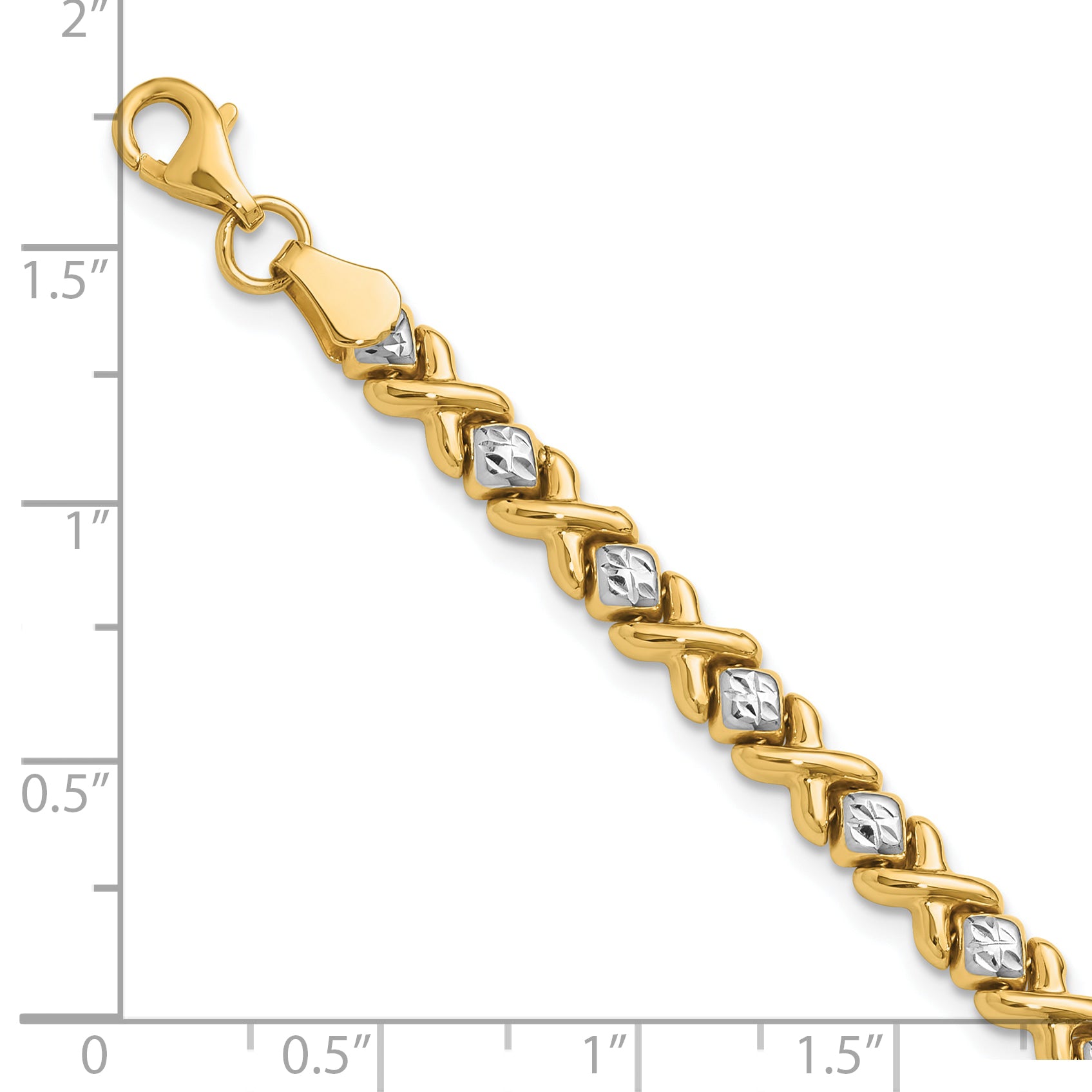 10K with Rhodium Polished and D/C Bracelet