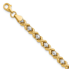 10K with Rhodium Polished and D/C Bracelet