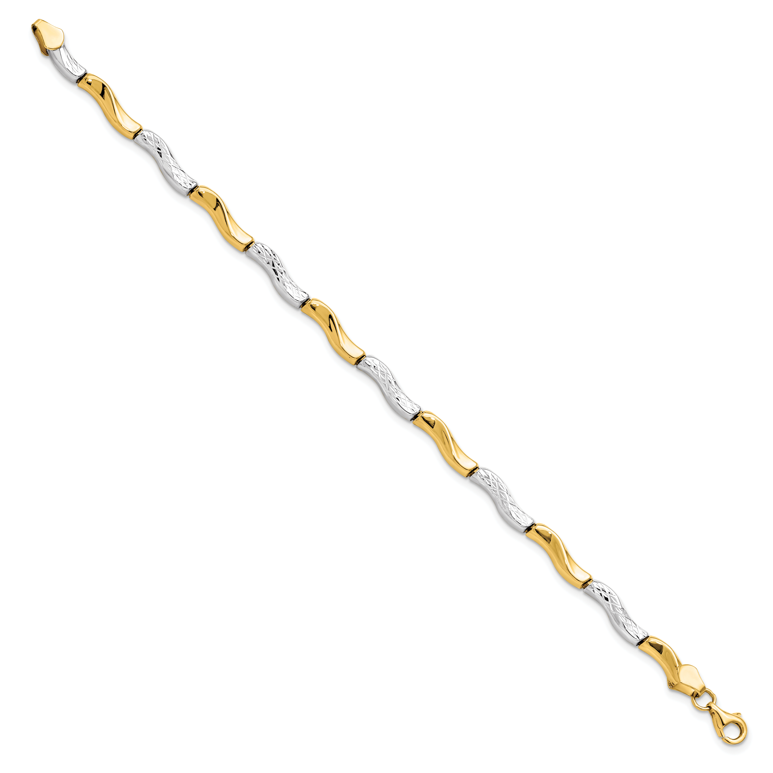 10K Gold w/Rhodium D/C Bracelet