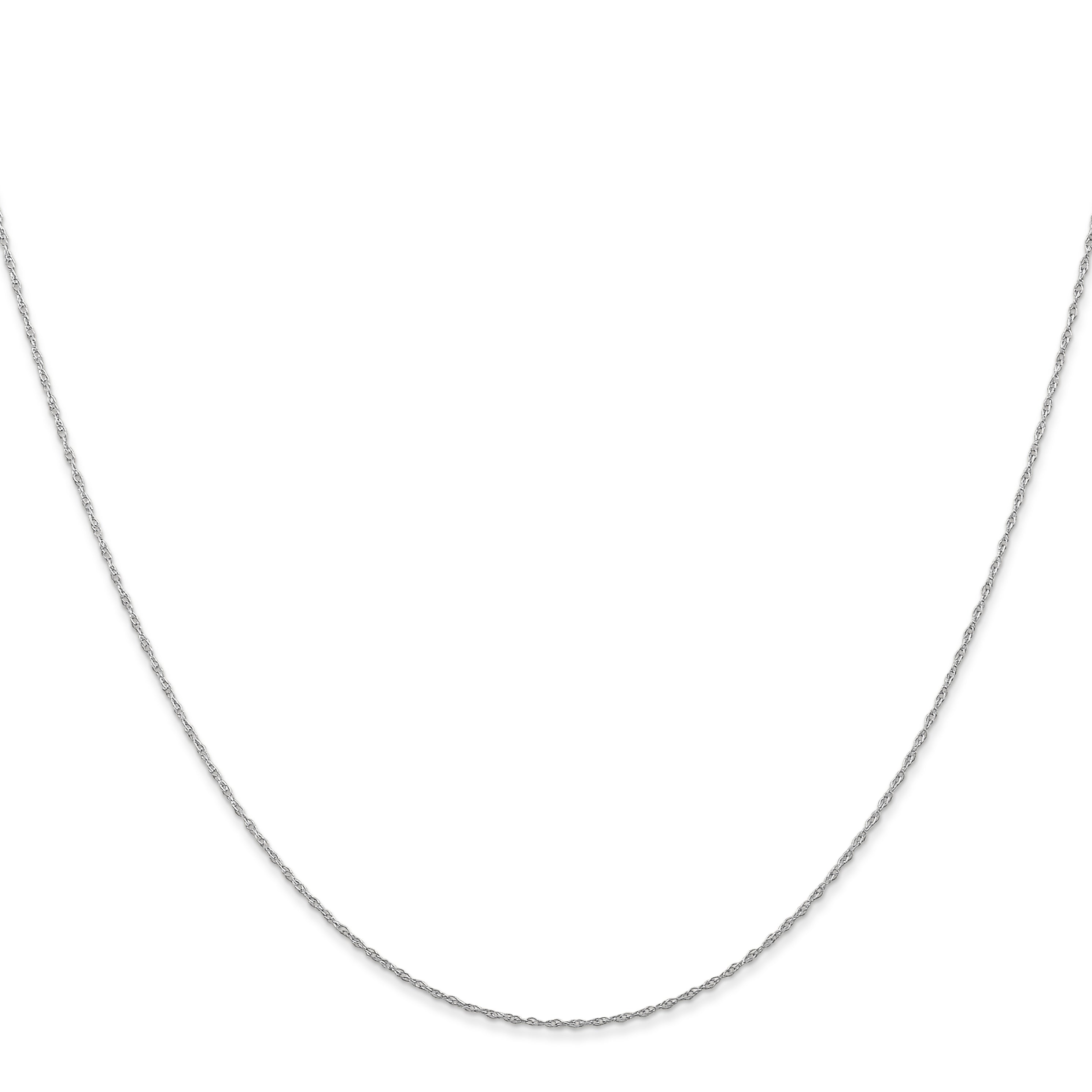 14K White Gold 13 inch Carded .5mm Cable Rope with Spring Ring Clasp Chain