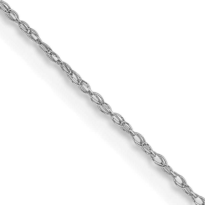14K White Gold 13 inch Carded .5mm Cable Rope with Spring Ring Clasp Chain