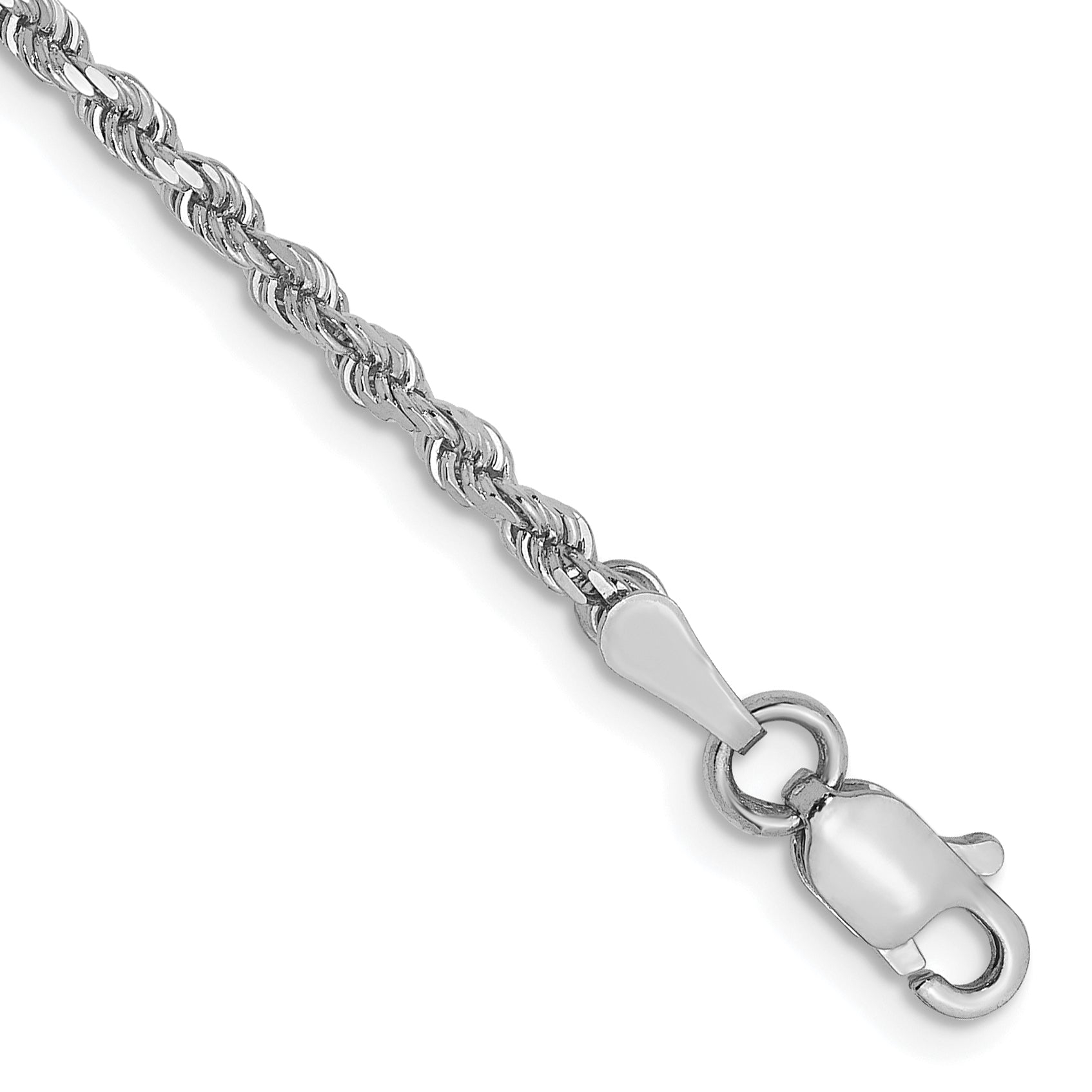 14K White Gold 2mm Diamond-Cut Rope Chain Anklet Main image