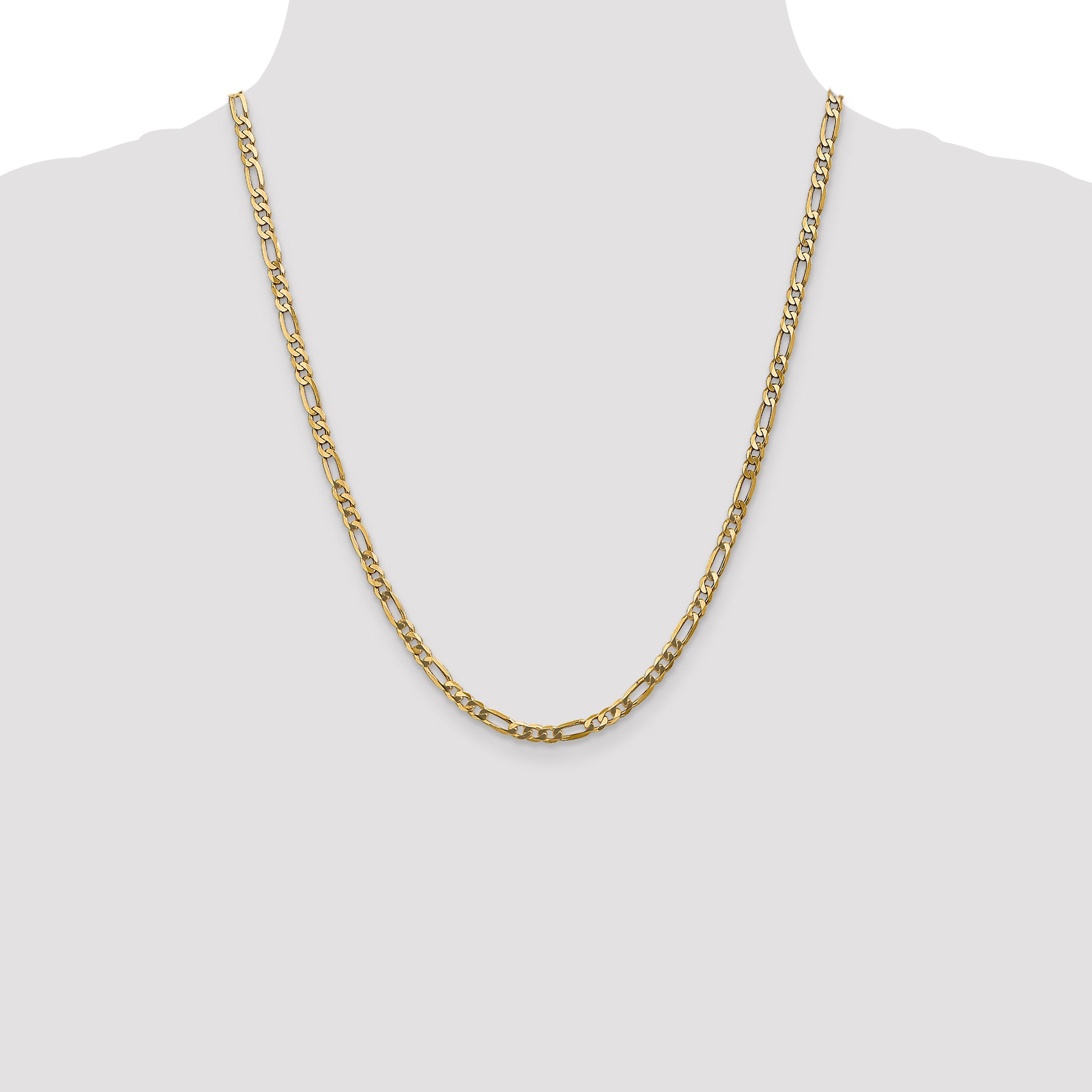 14K 4mm Flat Figaro Chain