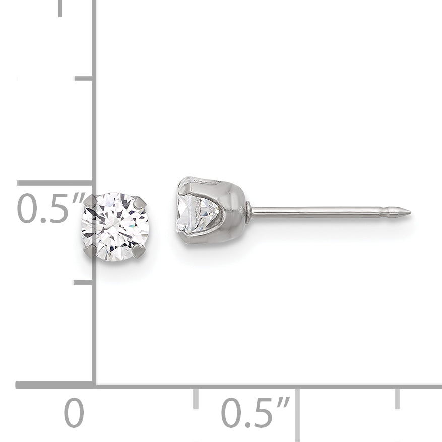 Inverness Stainless Steel 4mm CZ Post Earrings