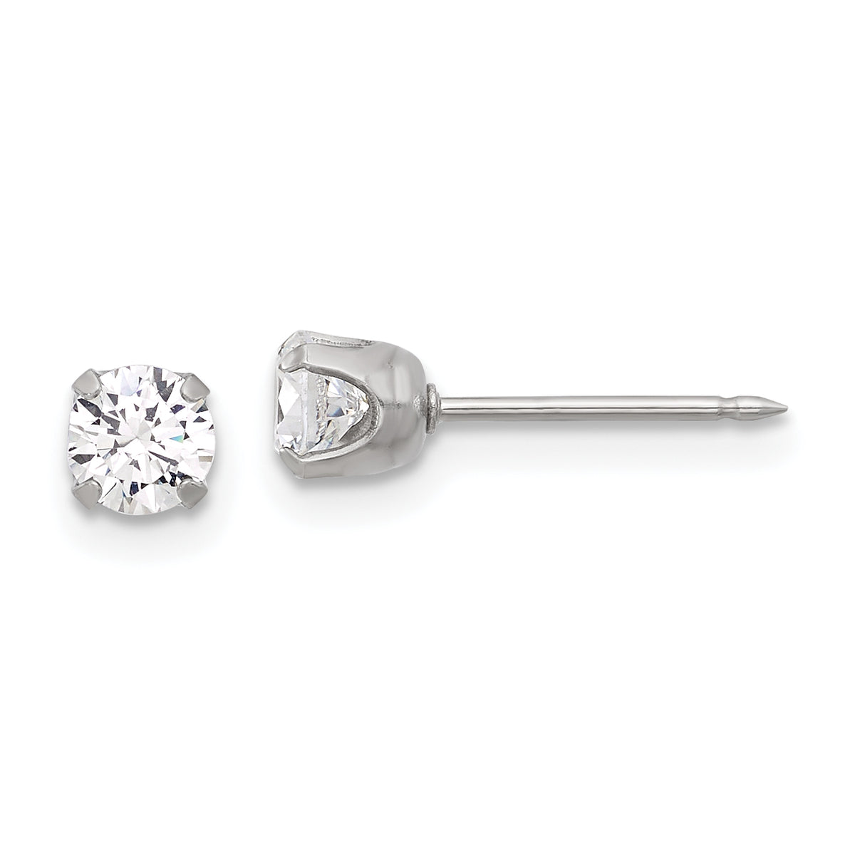 Inverness Stainless Steel 4mm CZ Post Earrings