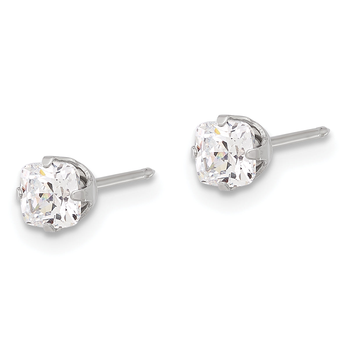 Inverness Stainless Steel 4mm Square CZ Post Earrings