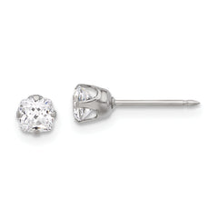 Inverness Stainless Steel 4mm Square CZ Post Earrings