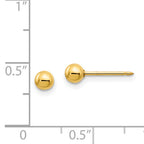14K Gold Ball Earrings with Long Post Solid, Elegant 4mm Design