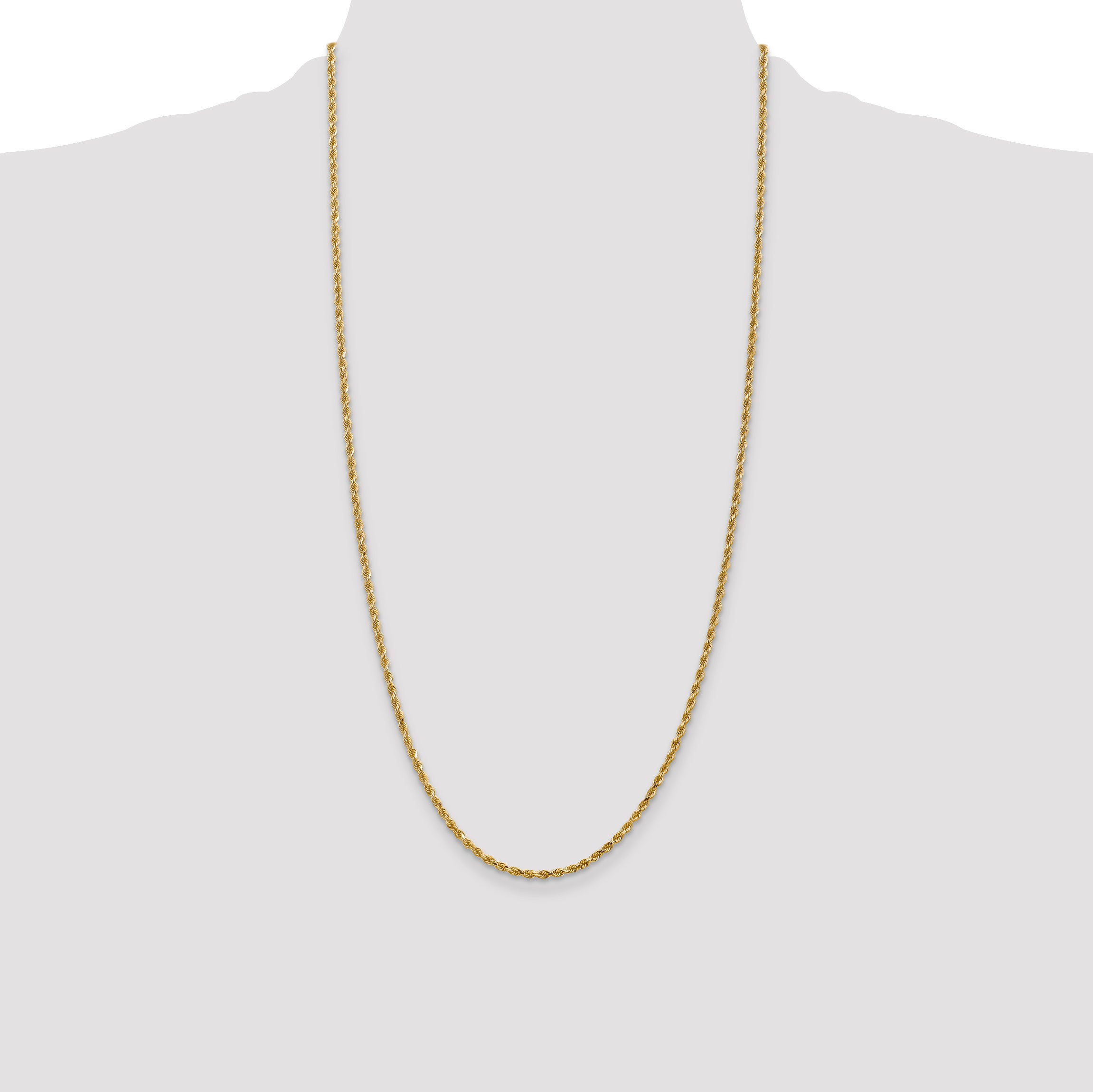 14K 2.5mm Diamond-Cut Rope Chain