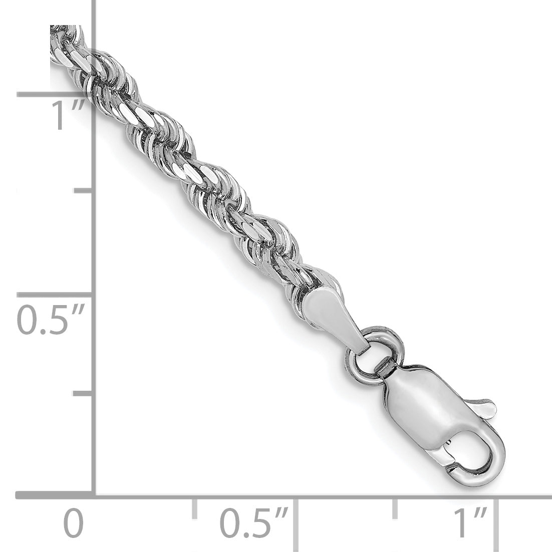 14K White Gold 3mm Diamond- cut Rope Chain Secondary image