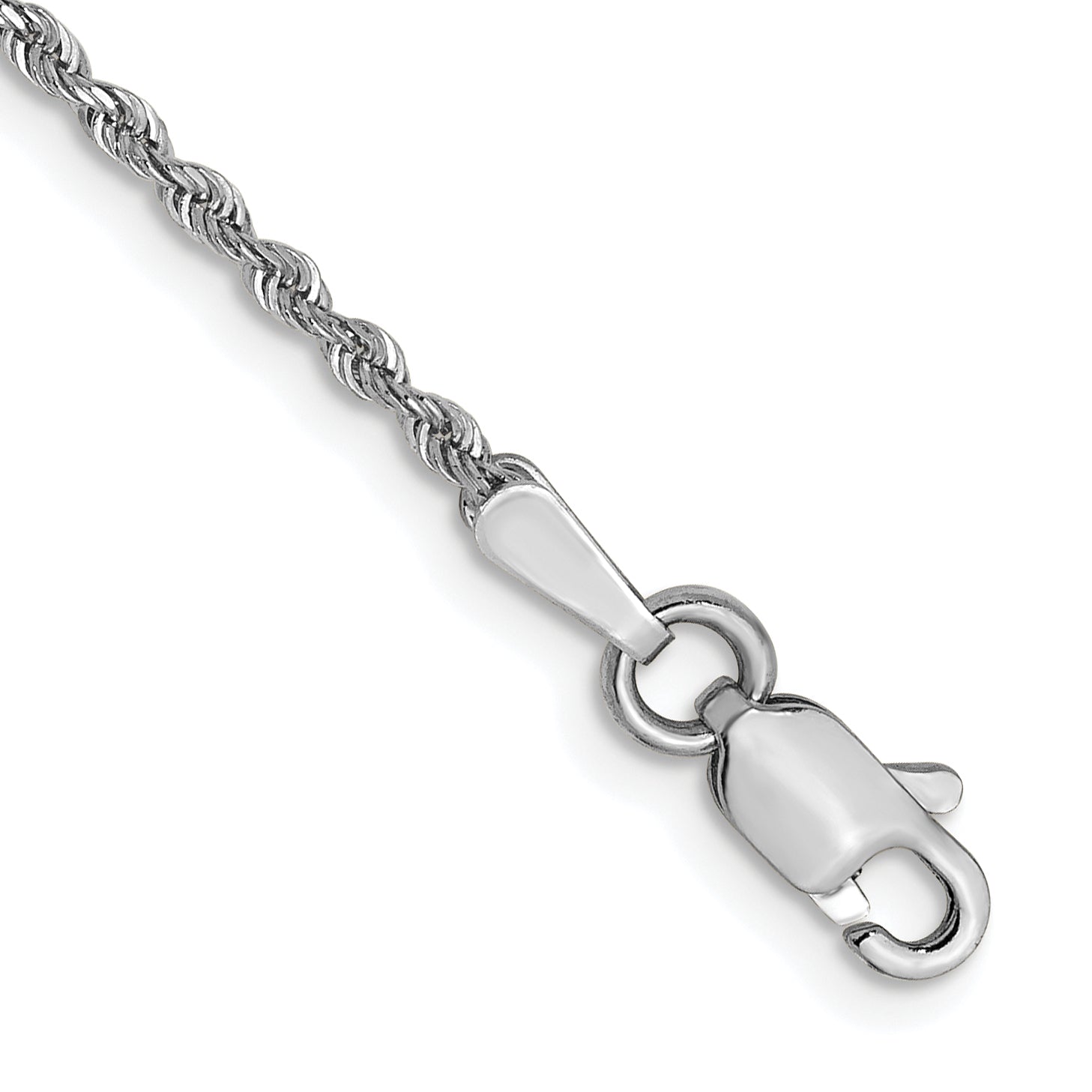 14K White Gold 1.3mm Diamond-Cut Rope Chain Anklet Main image