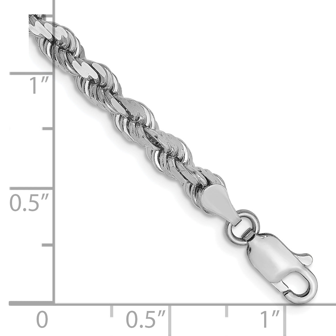 14K White Gold 4mm Diamond-Cut Rope Chain Secondary image