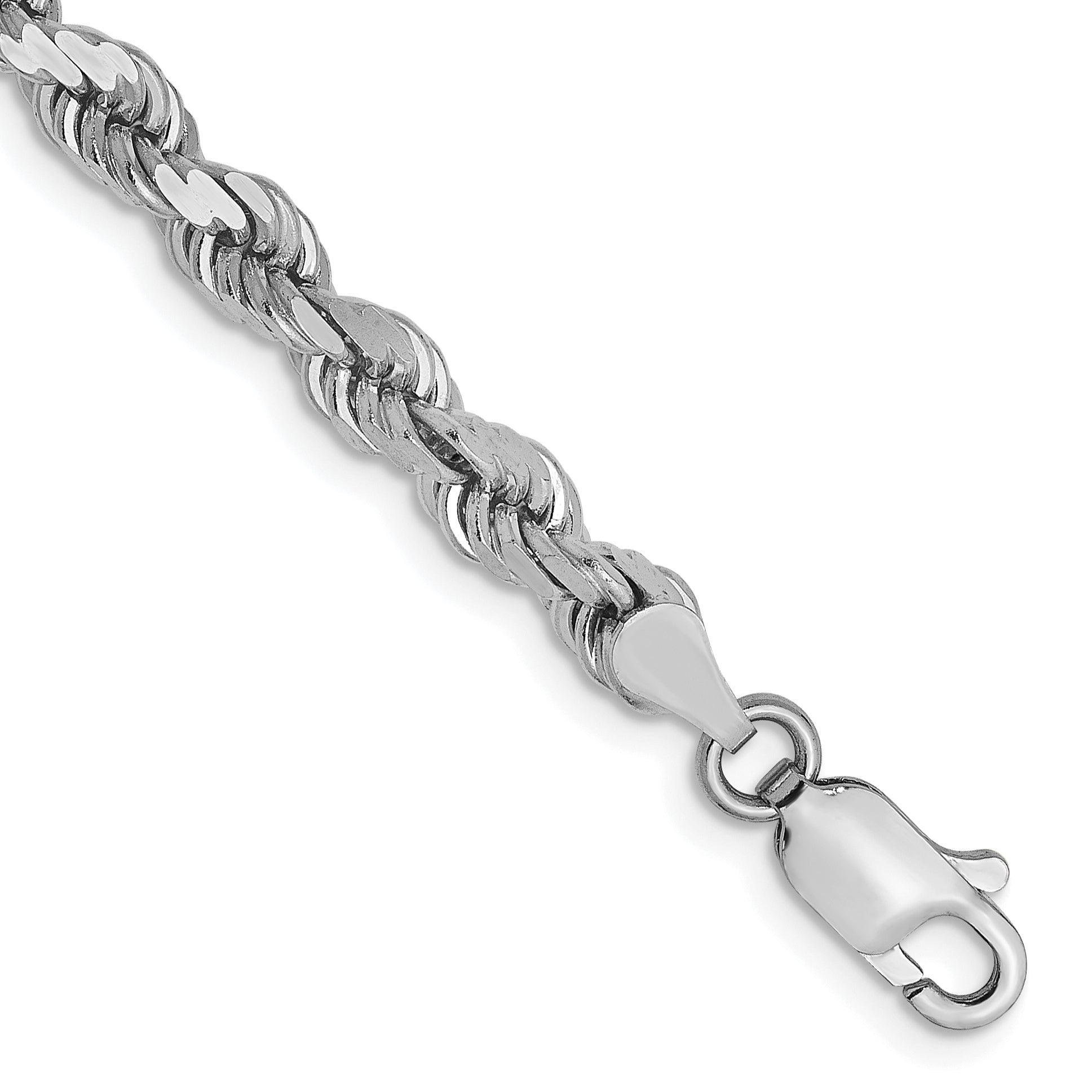 14K White Gold 4mm Diamond-Cut Rope Chain Main image