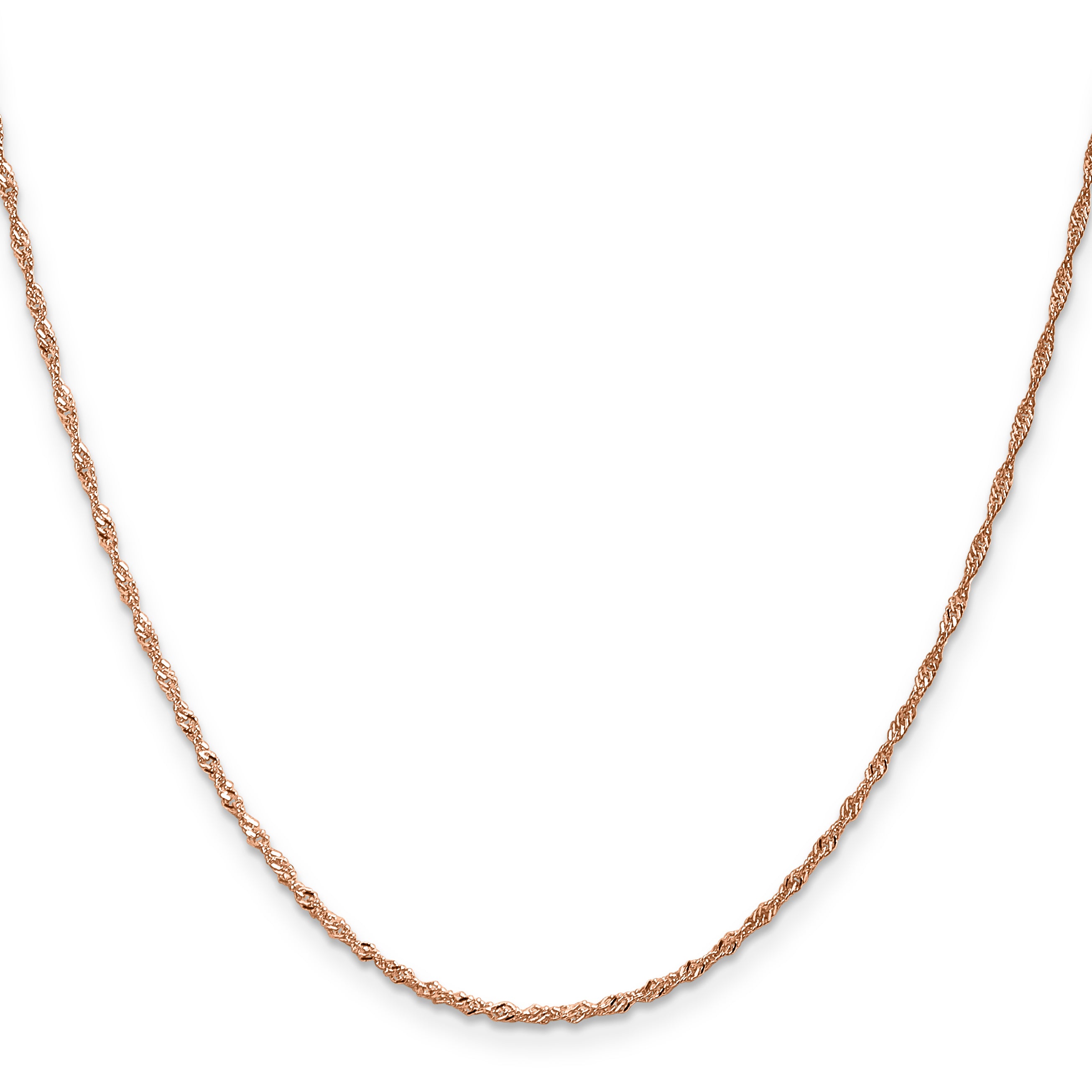14K Rose Gold 1mm Singapore with Lobster Clasp Chain