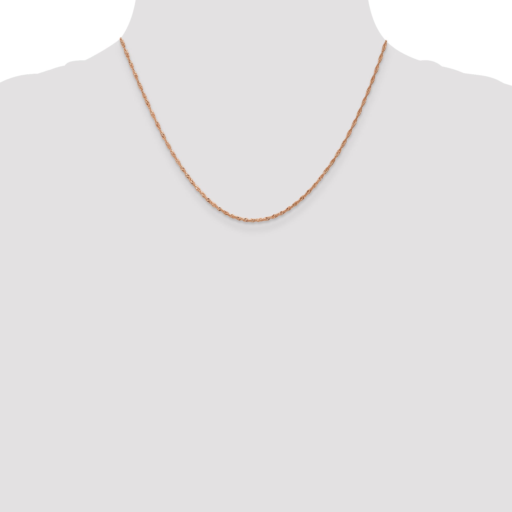 14K Rose Gold 1mm Singapore with Lobster Clasp Chain