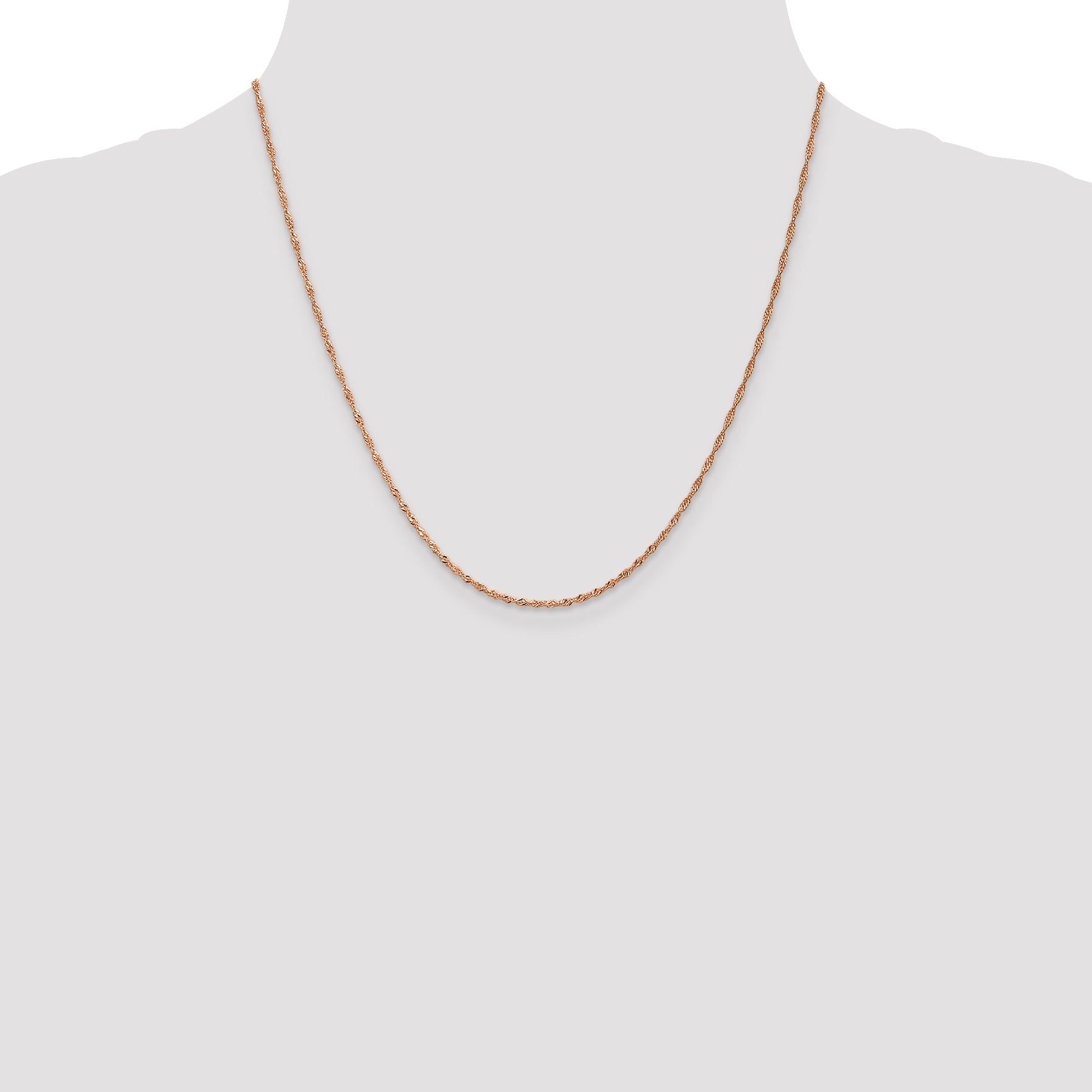 14K Rose Gold 1mm Singapore with Lobster Clasp Chain