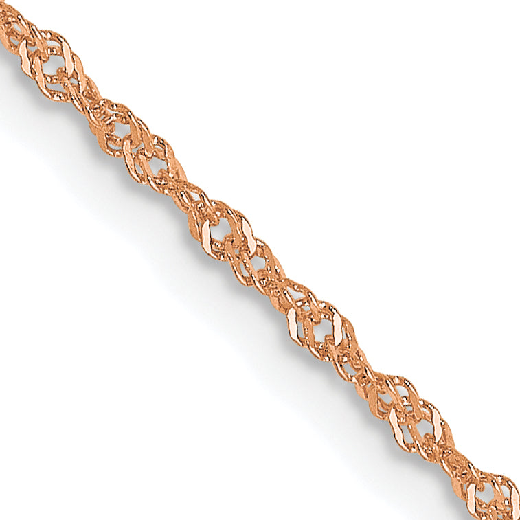 14K Rose Gold 1mm Singapore with Lobster Clasp Chain