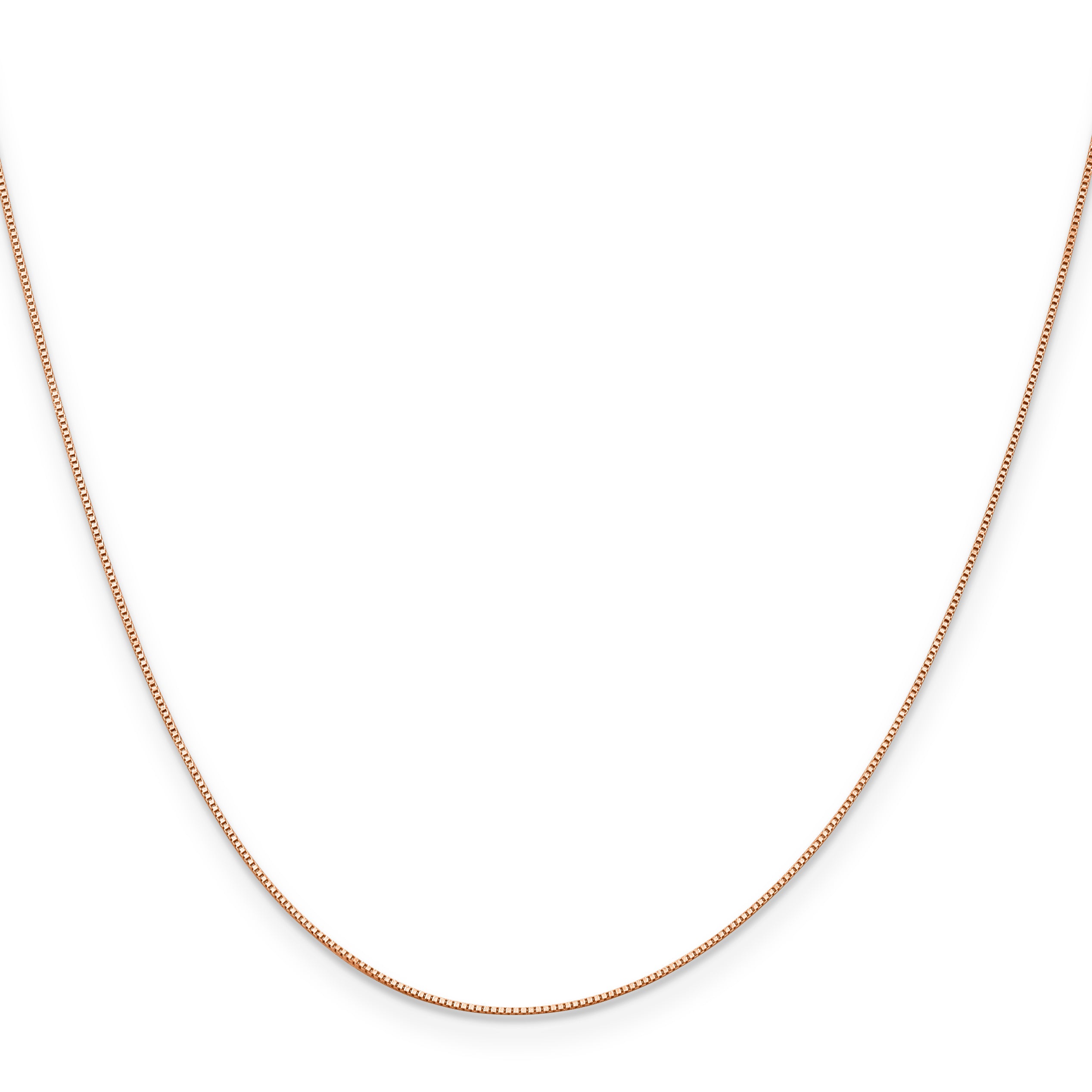 14K Rose Gold .5mm Baby Box with Lobster Clasp Chain