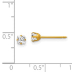 14K Gold Square CZ Stud Earrings with Classic Push Back Design