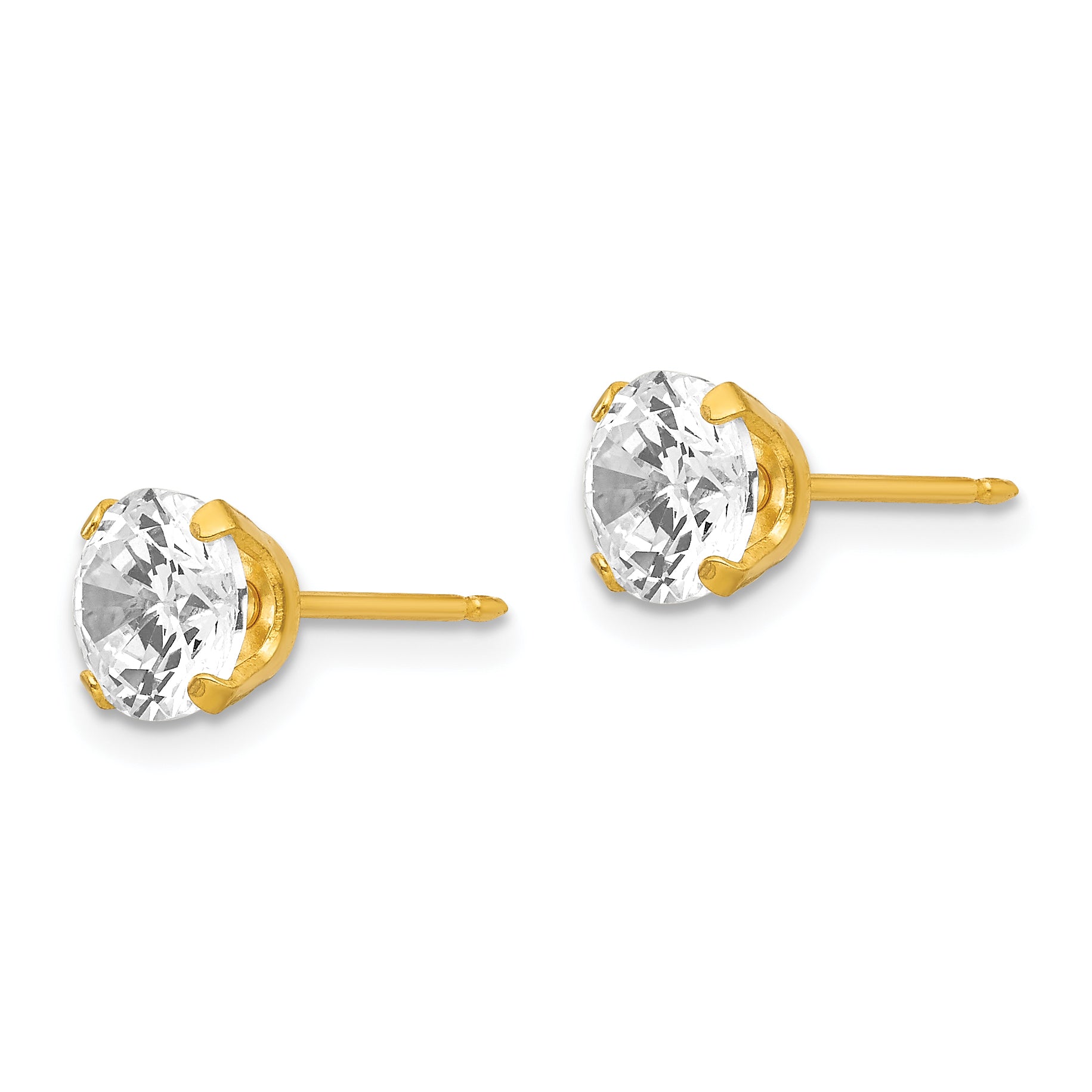 24K Gold Plated 7mm CZ Stud Earrings for Women  Elegant Round Design Secondary image