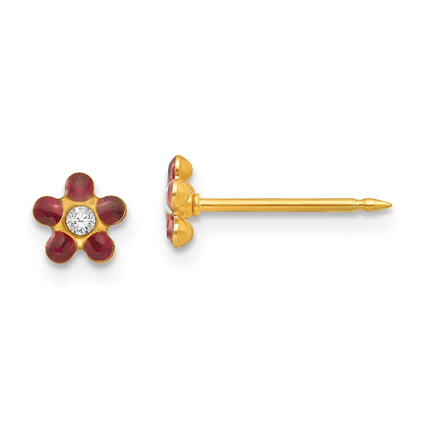 Inverness 14k January Red Crystal Birthstone Flower Earrings Main image