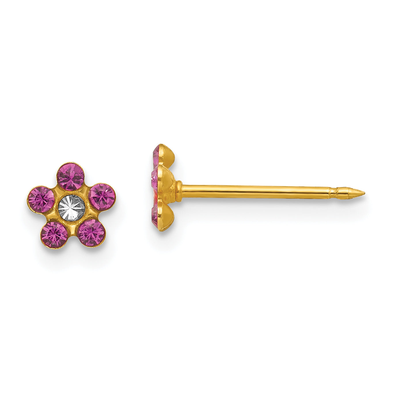 Inverness 14k February Purple Crystal Birthstone Flower Earrings Main image