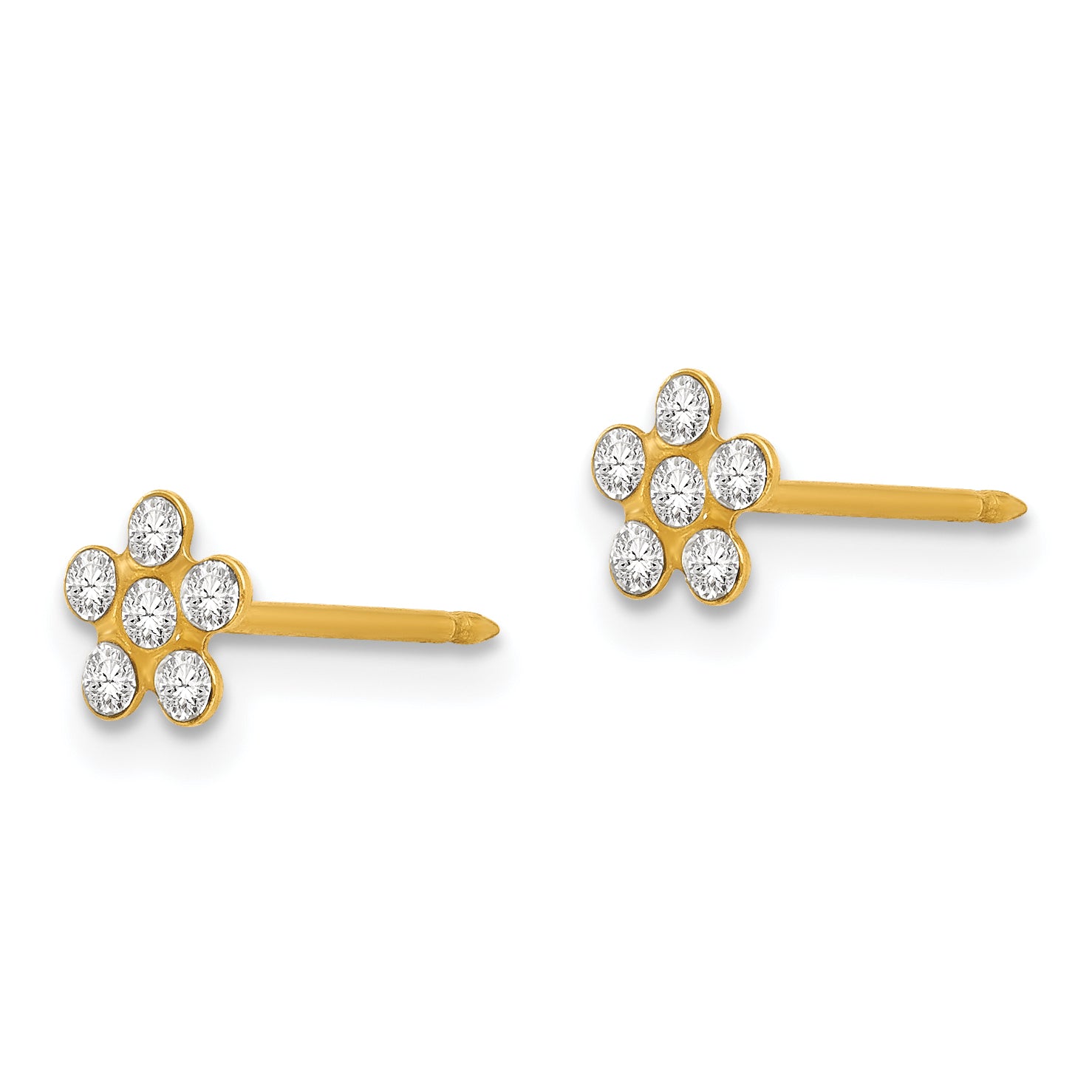 14K Gold April Birthstone Crystal Flower Earrings for Women Elegant Button Design Secondary image