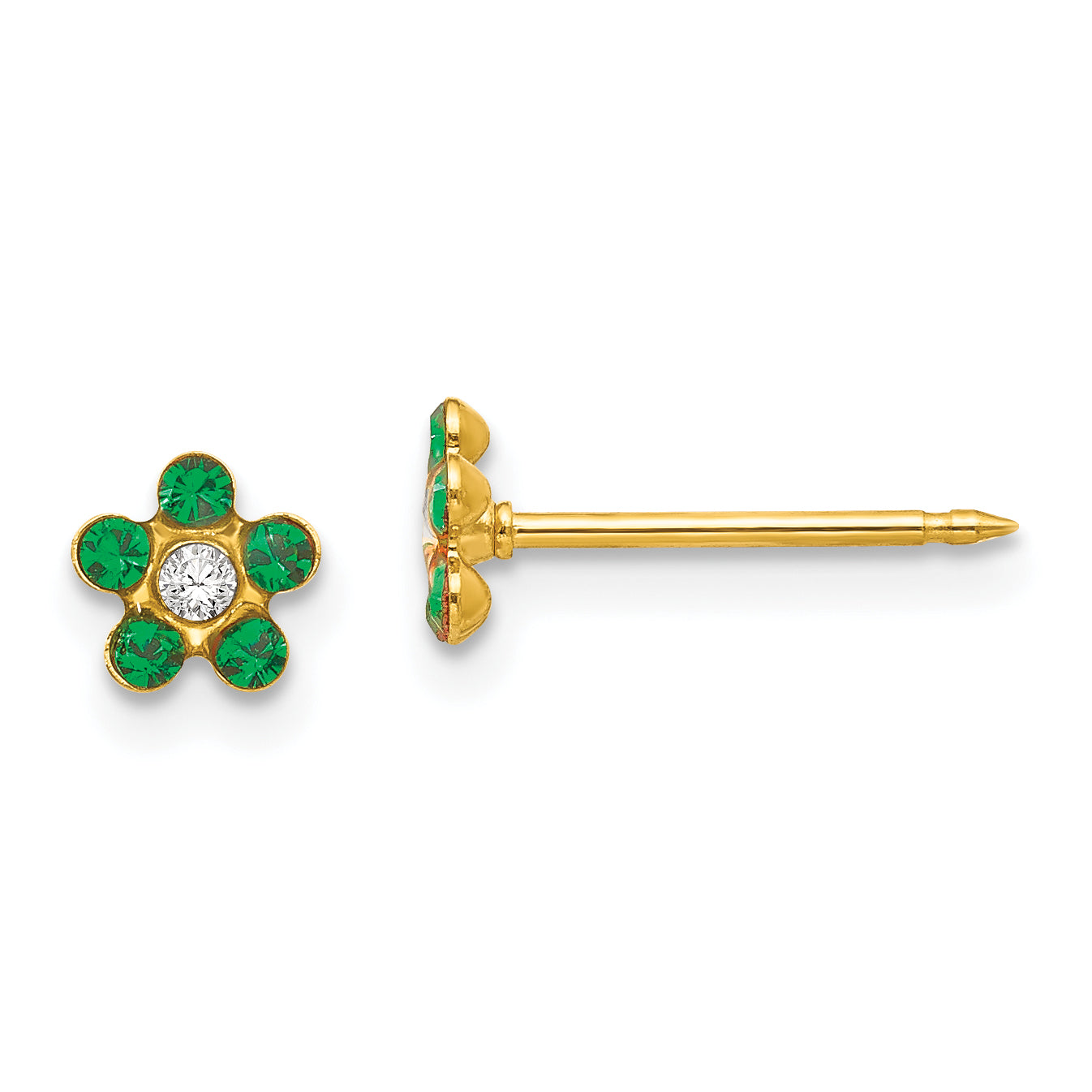 Inverness 14k May Green Crystal Birthstone Flower Earrings Main image