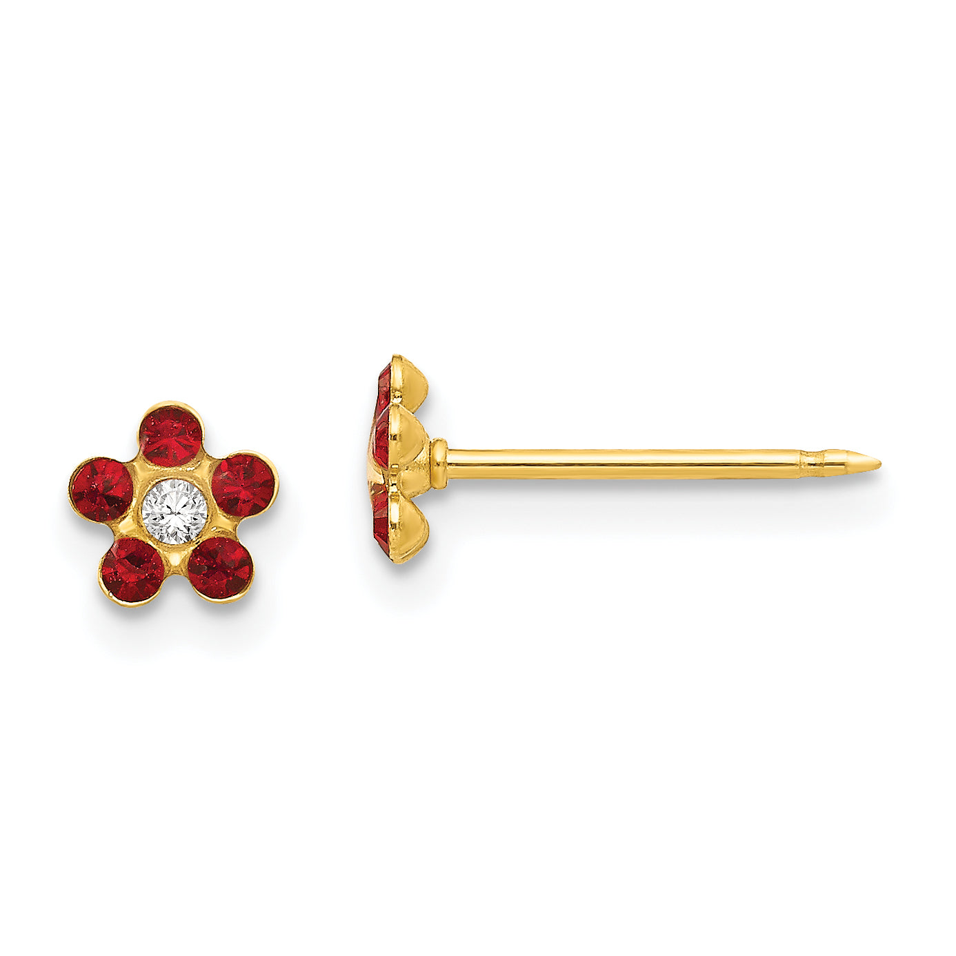 Inverness 14k July Red Crystal Birthstone Flower Earrings Main image