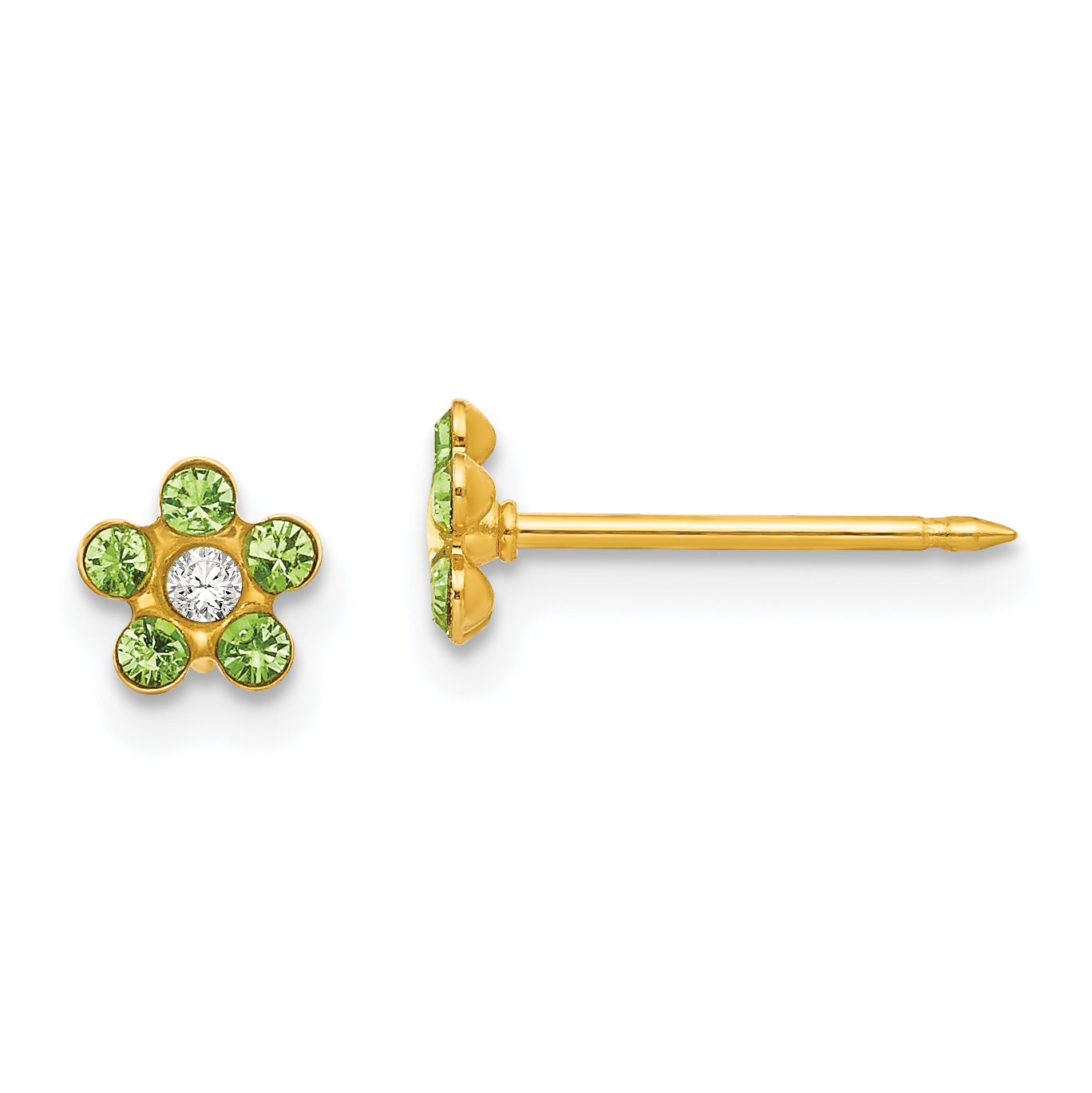 Inverness 14k August Lt Green Crystal Birthstone Flower Earrings Main image