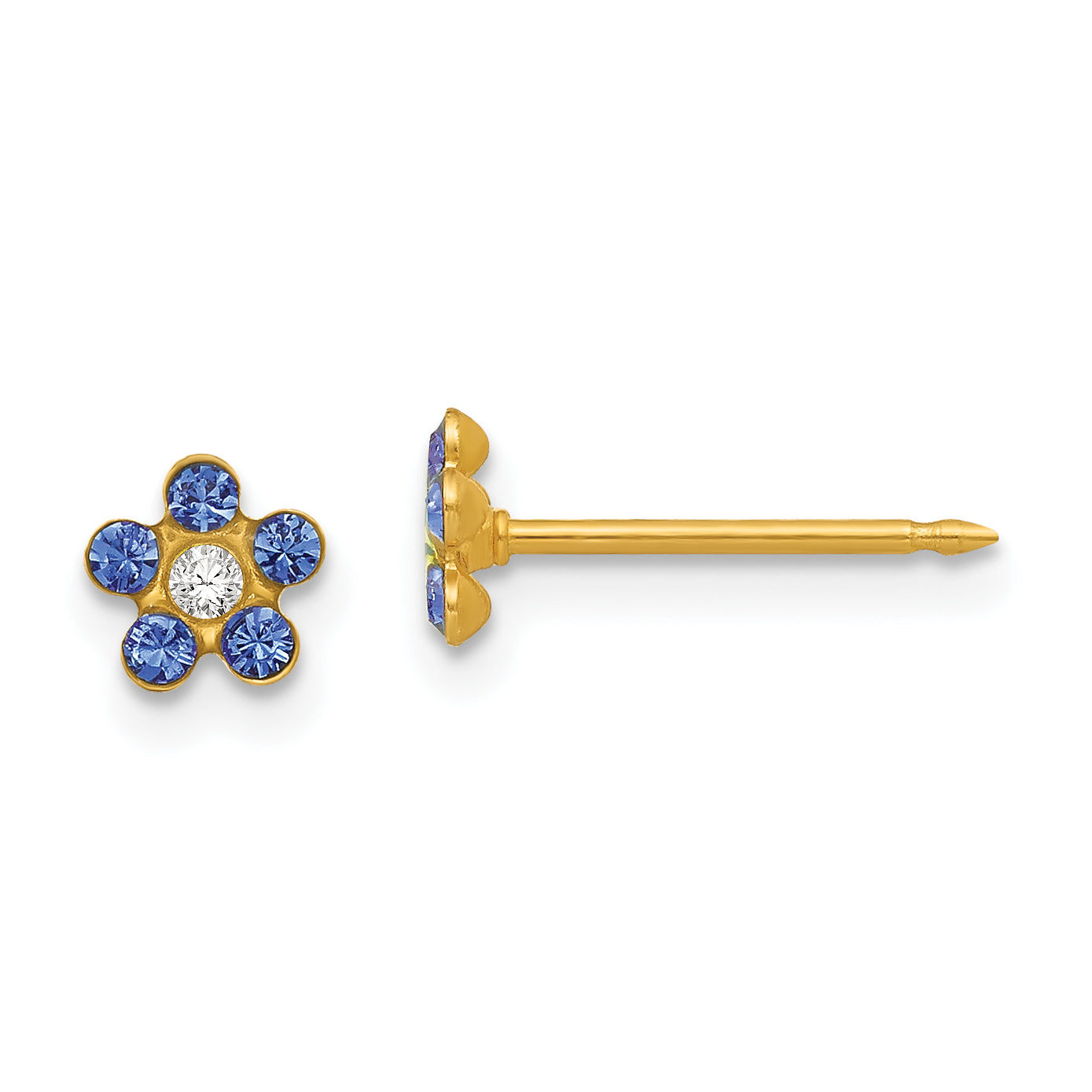 Inverness 14k September Blue Crystal Birthstone Flower Earrings Main image