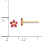 14K Gold October Pink Crystal Flower Earrings Elegant Birthstone Design