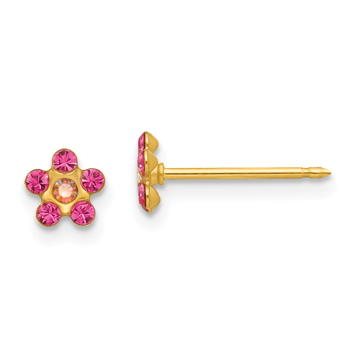 Inverness 14k October Pink Crystal Birthstone Flower Earrings Main image