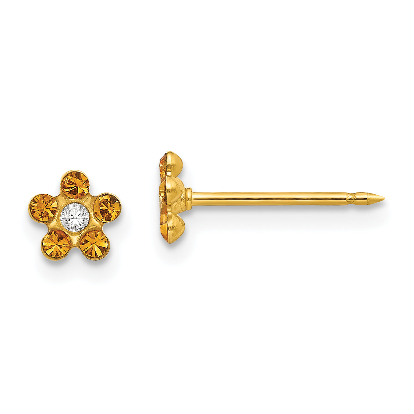 Inverness 14k November Yellow Crystal Birthstone Flower Earrings Main image