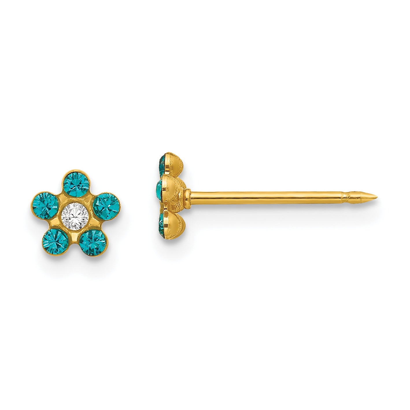Inverness 14k December Blue Crystal Birthstone Flower Earrings Main image