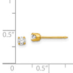 CZ Piercing Stud Earrings in 14K Yellow Gold, 3mm