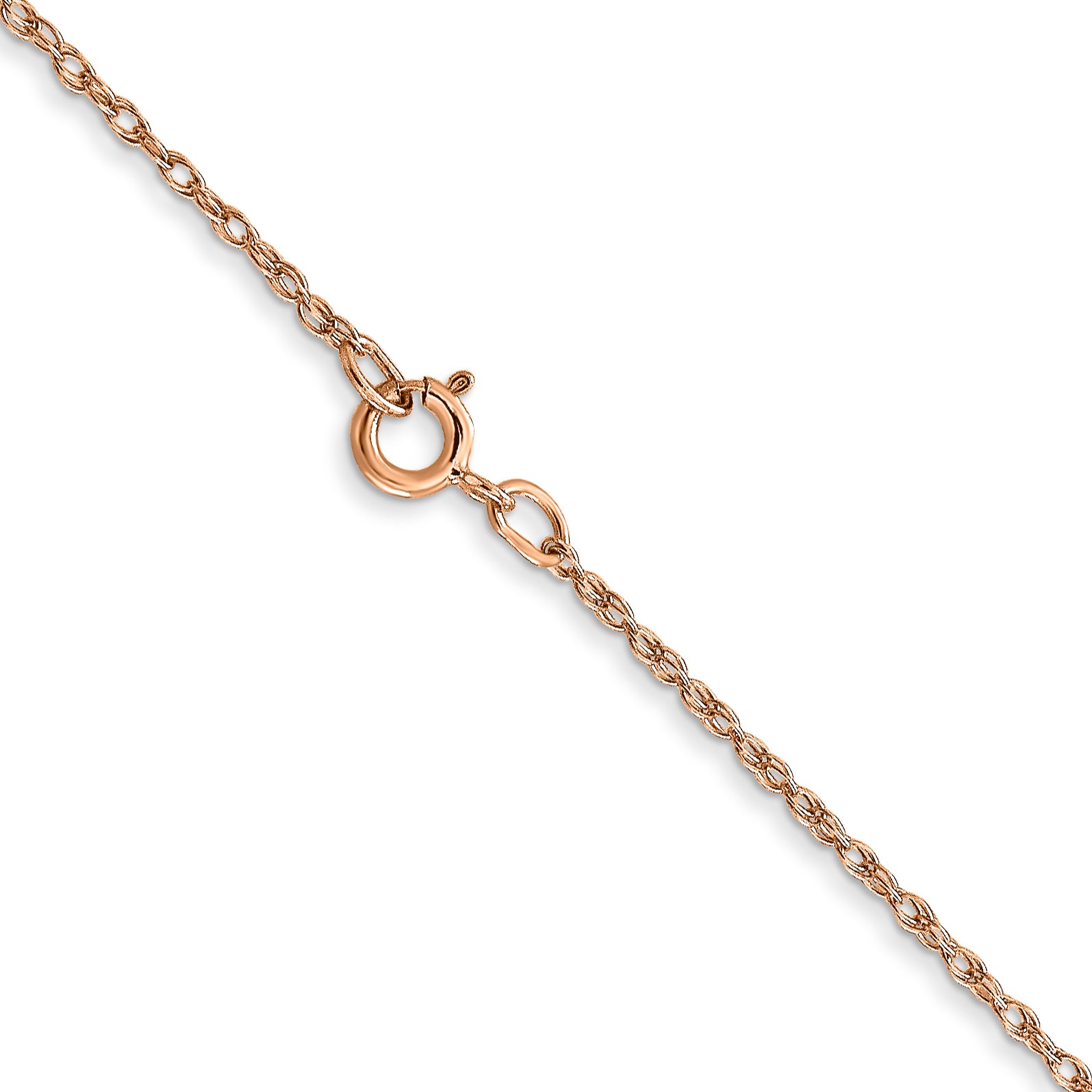 14K Rose Gold 16 inch Carded .7mm Cable Rope with Spring Ring Clasp Chain