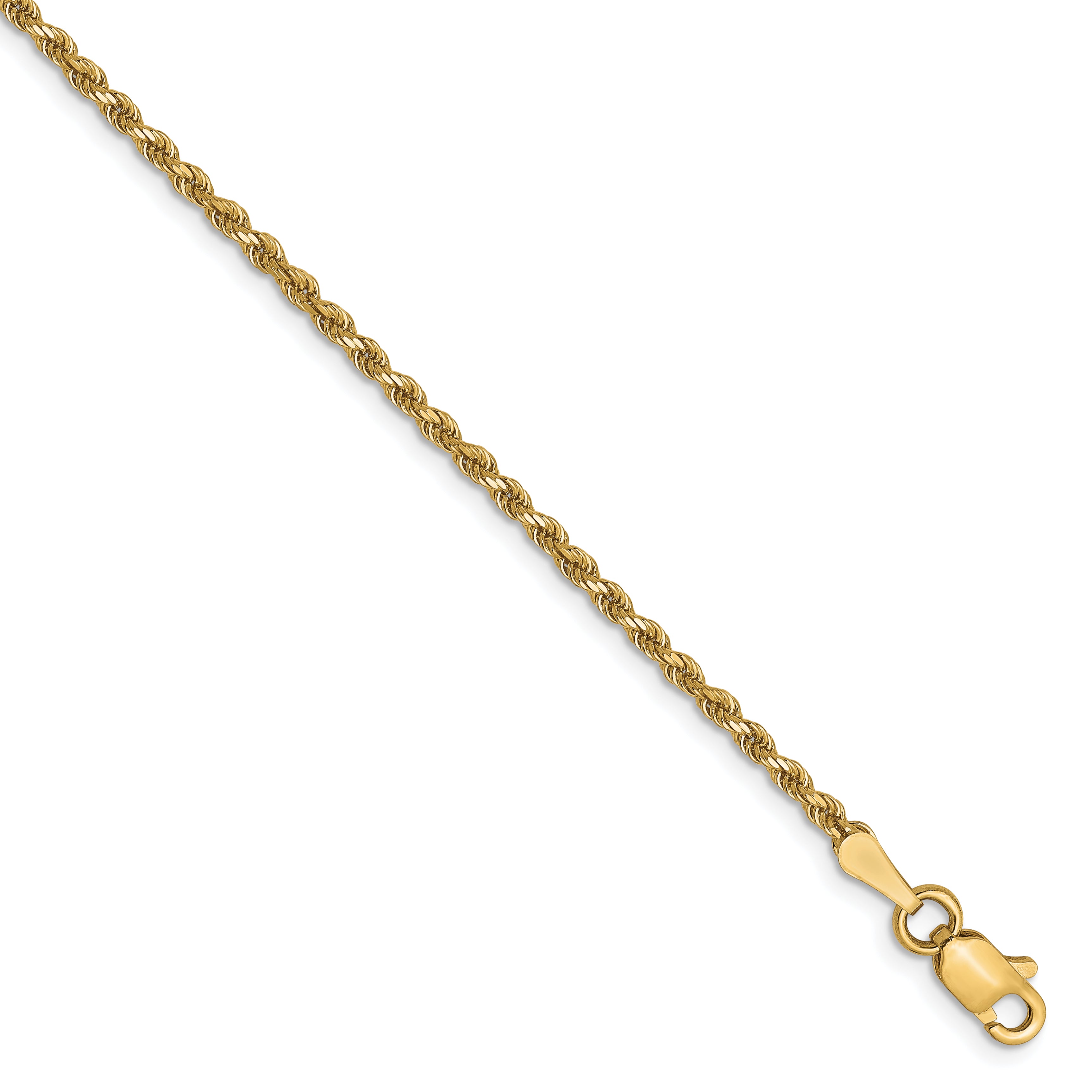 10K 1.75mm Diamond-Cut Rope Chain Anklet Main image