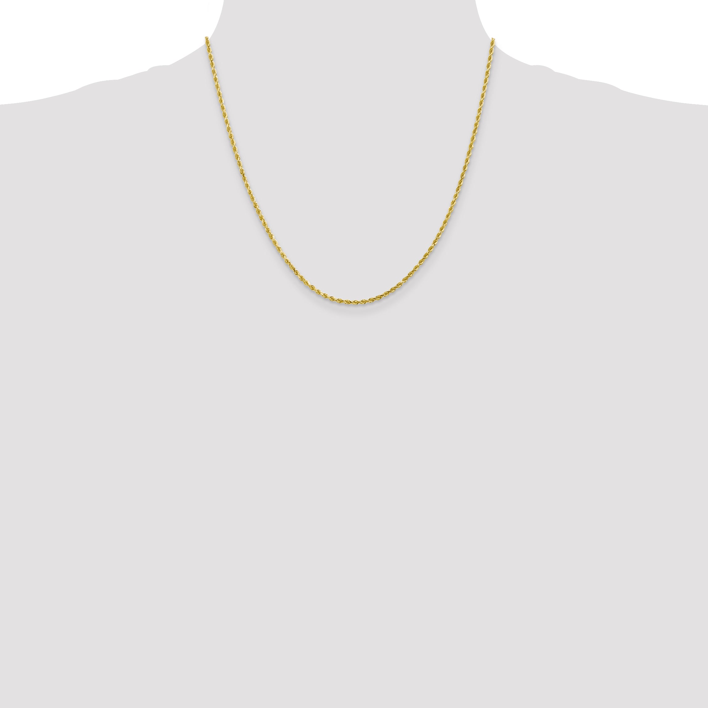 10K Gold Unisex Diamond-Cut Rope Chain Necklace Polished Finish, 18
