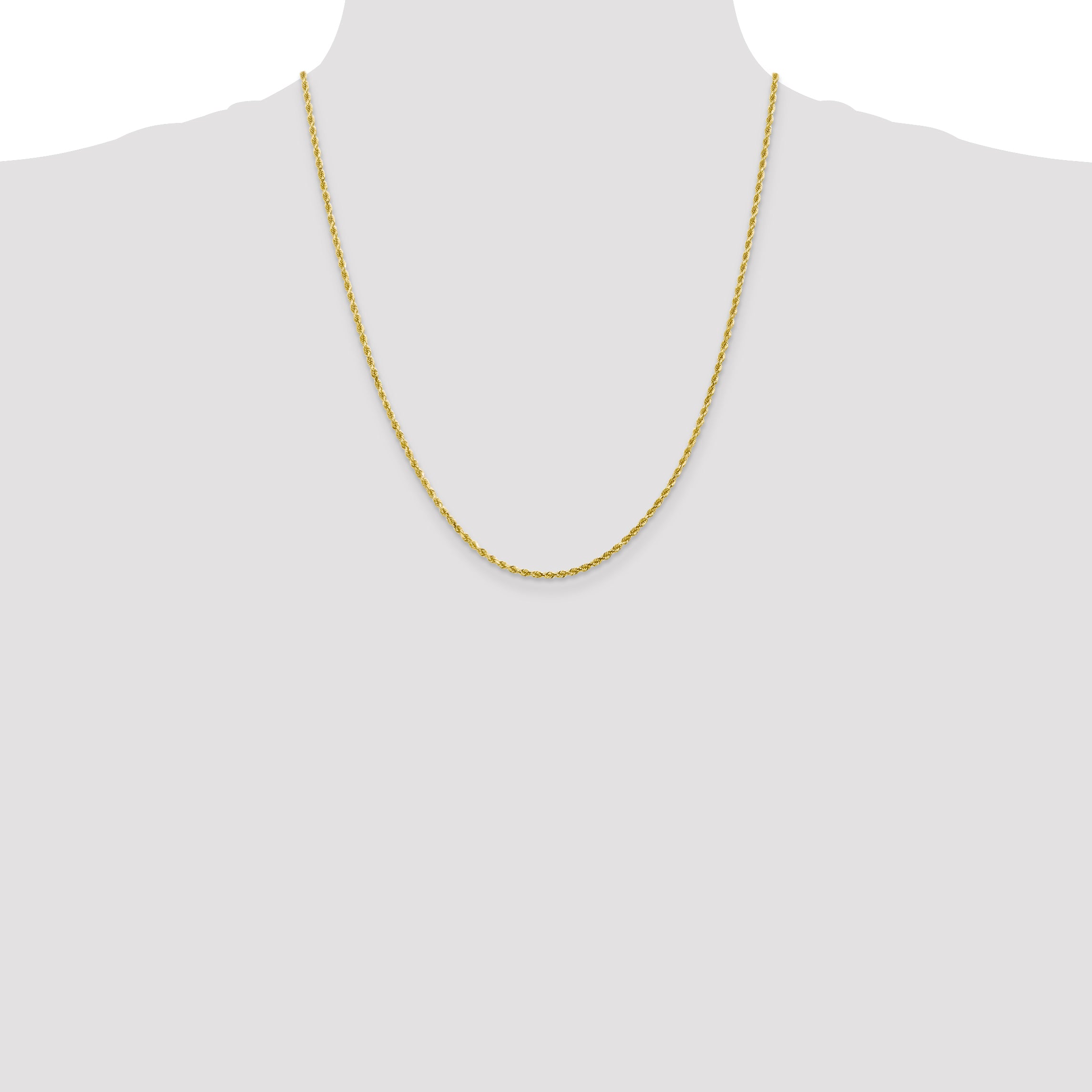 10K Gold Unisex Diamond-Cut Rope Chain Necklace Polished Finish, 18