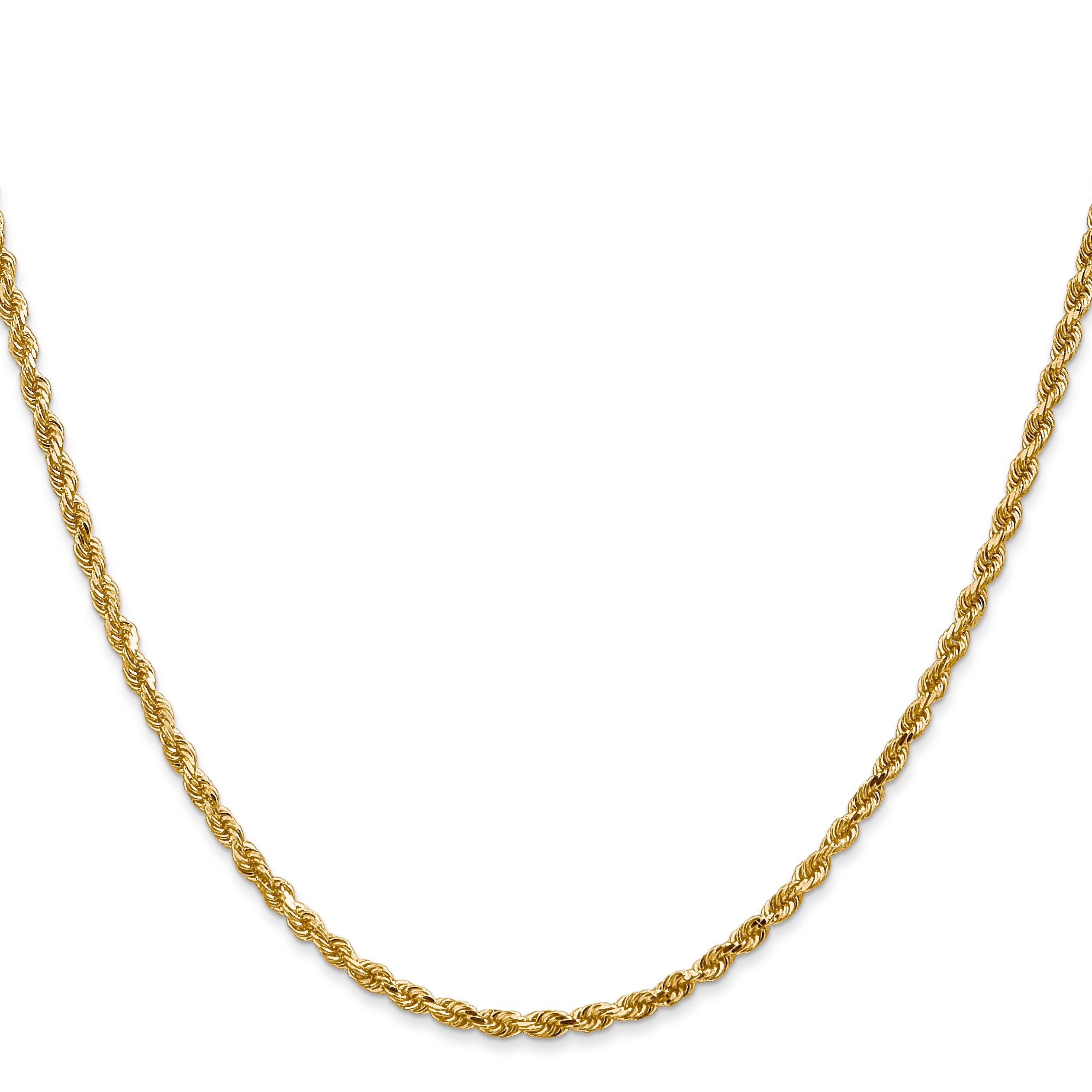 10K Gold Unisex Rope Necklace with Polished Diamond-Cut Finish