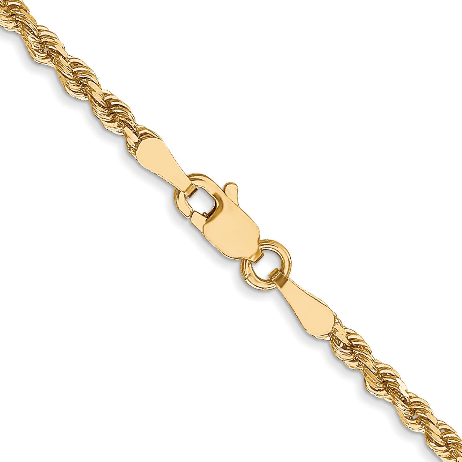 10K Gold Unisex Rope Necklace with Polished Diamond-Cut Finish