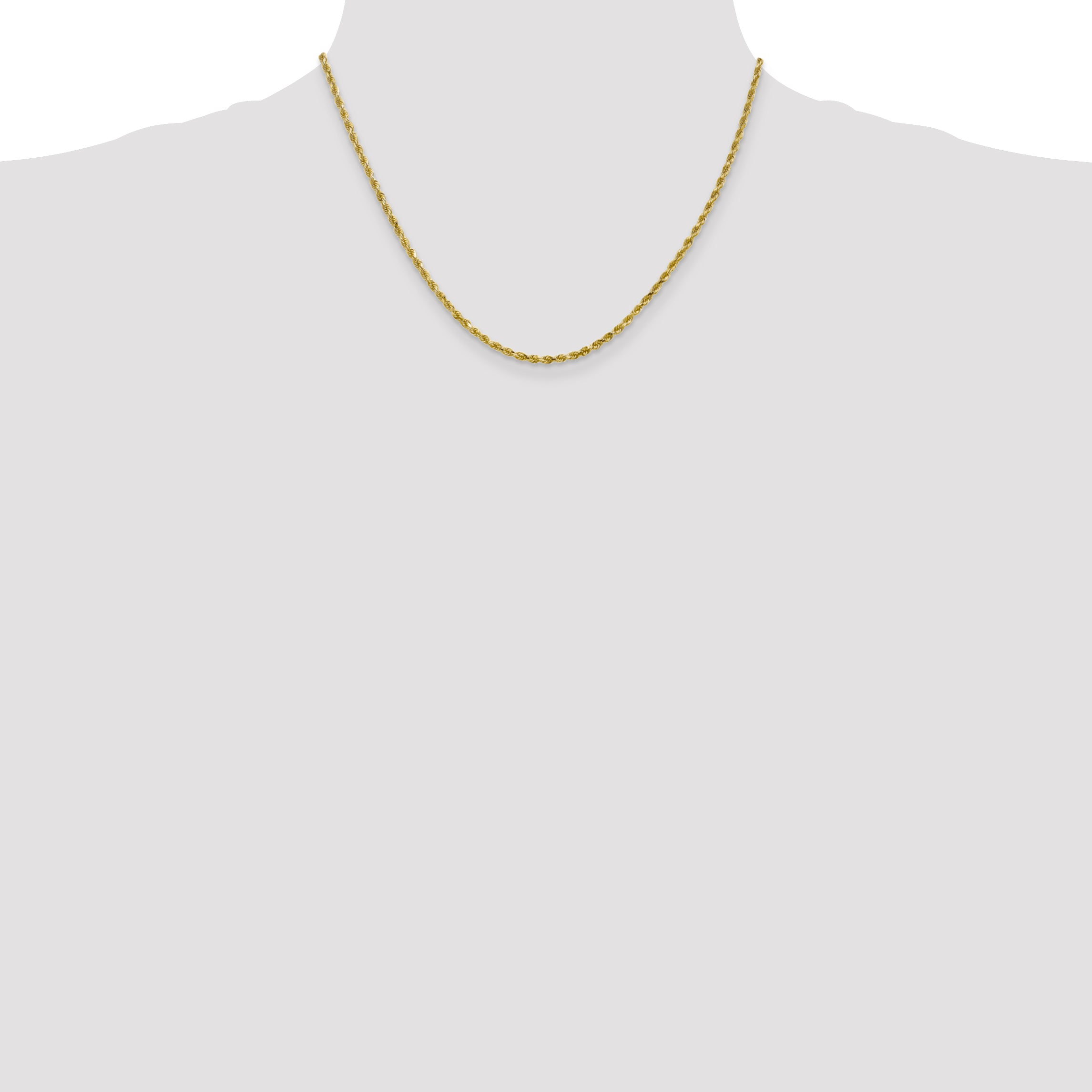 10K Gold Unisex Rope Necklace with Polished Diamond-Cut Finish