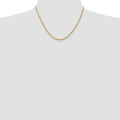 10K Gold Unisex Rope Necklace with Polished Diamond-Cut Finish