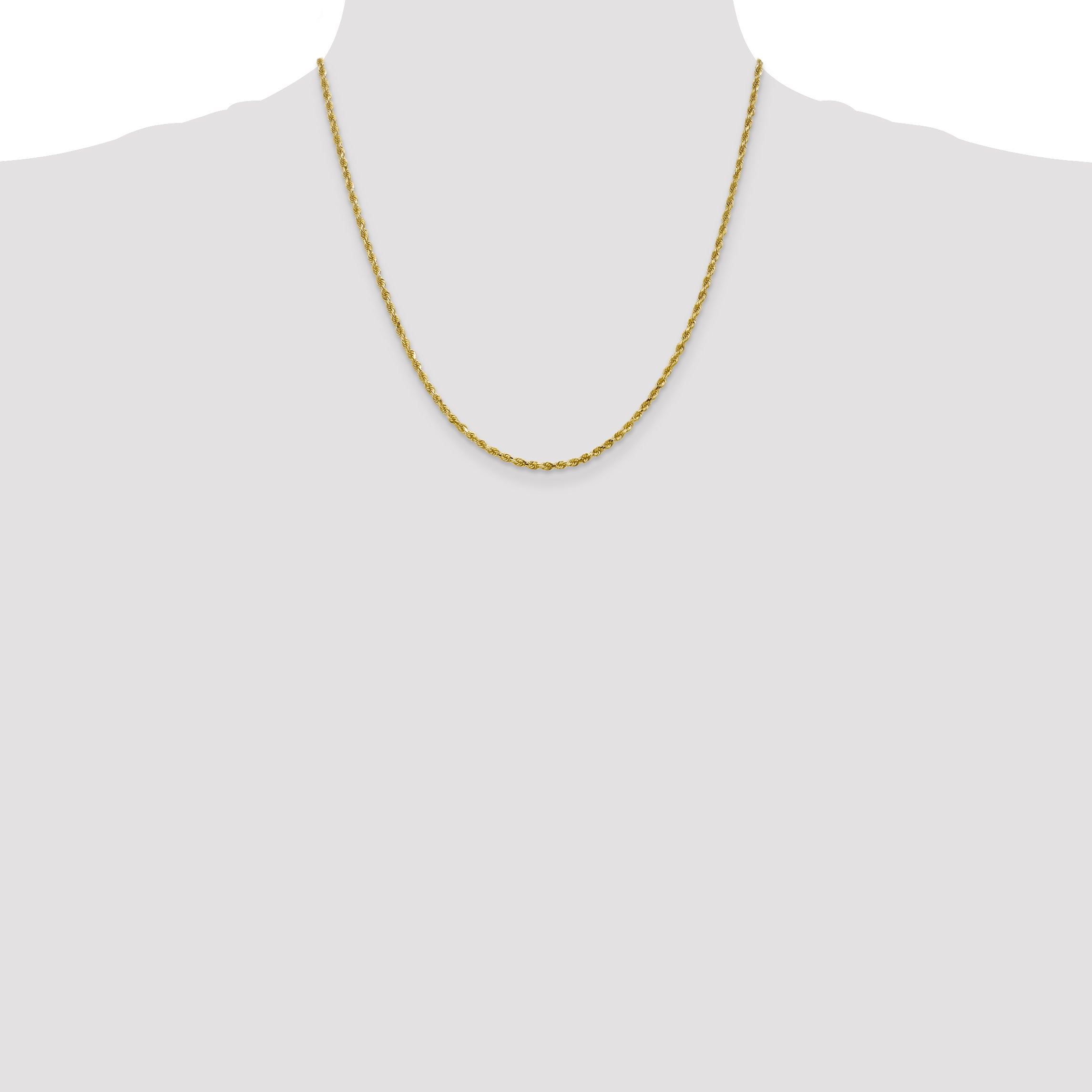 10K Gold Unisex Rope Necklace with Polished Diamond-Cut Finish