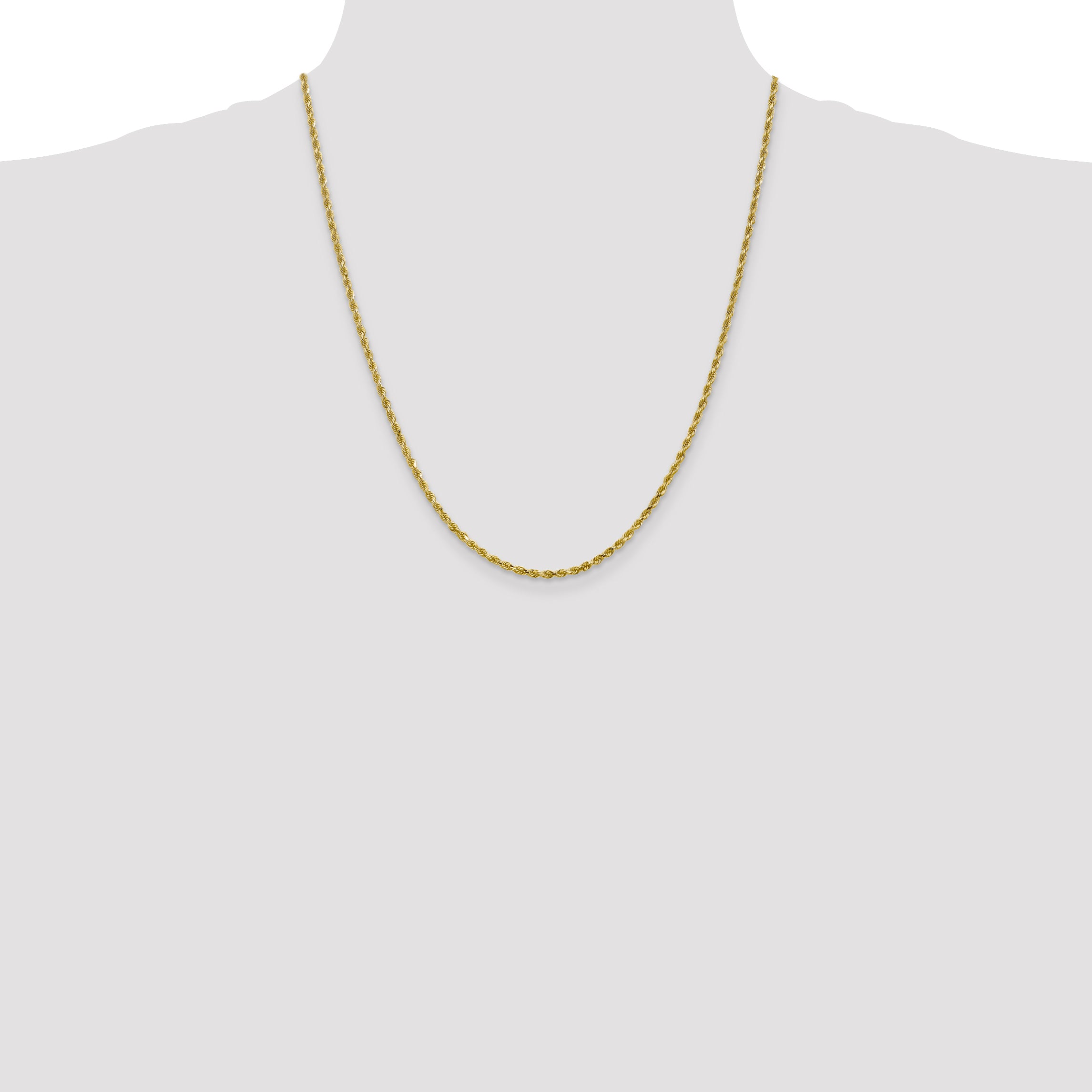 10K Gold Unisex Rope Necklace with Polished Diamond-Cut Finish