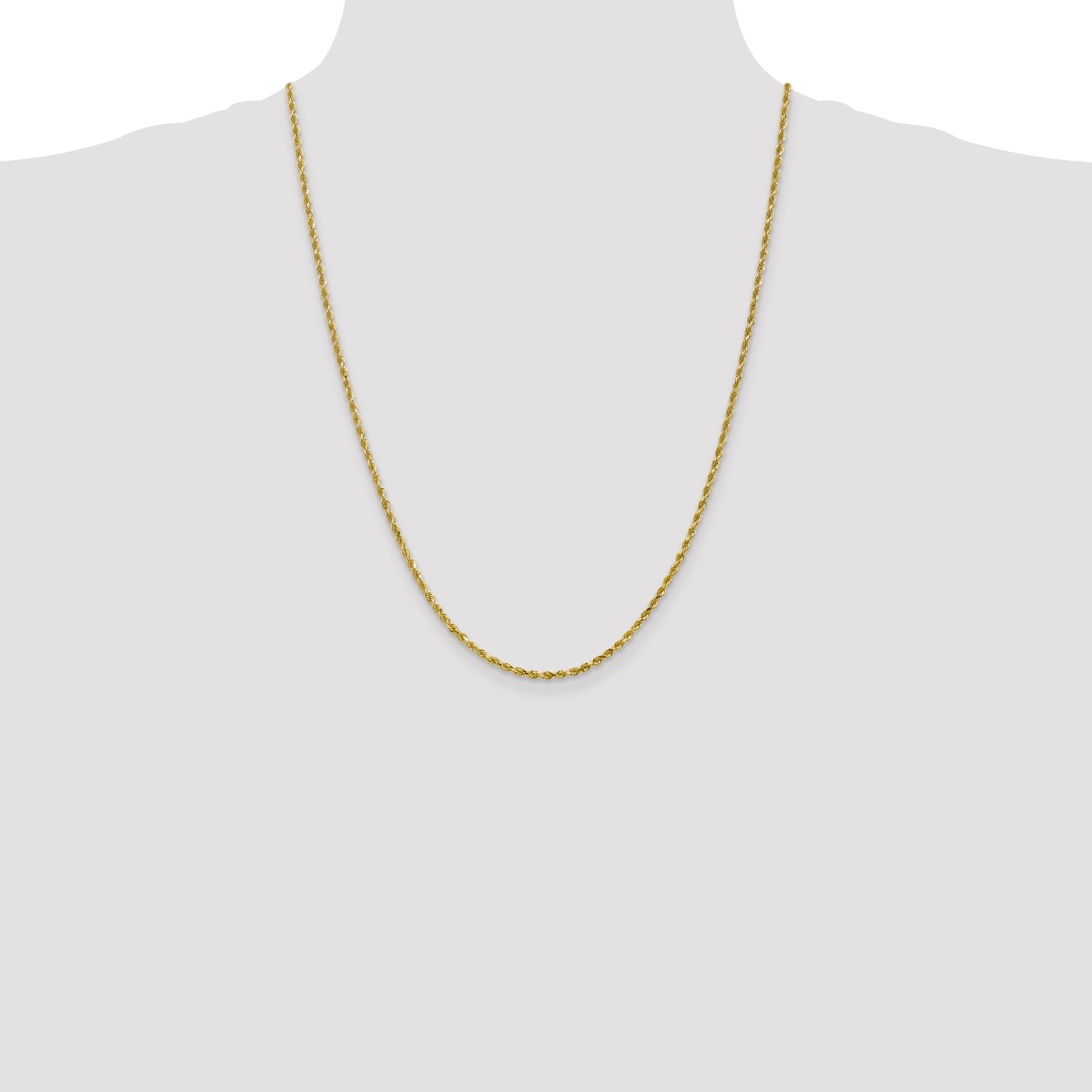 10K Gold Unisex Rope Necklace with Polished Diamond-Cut Finish
