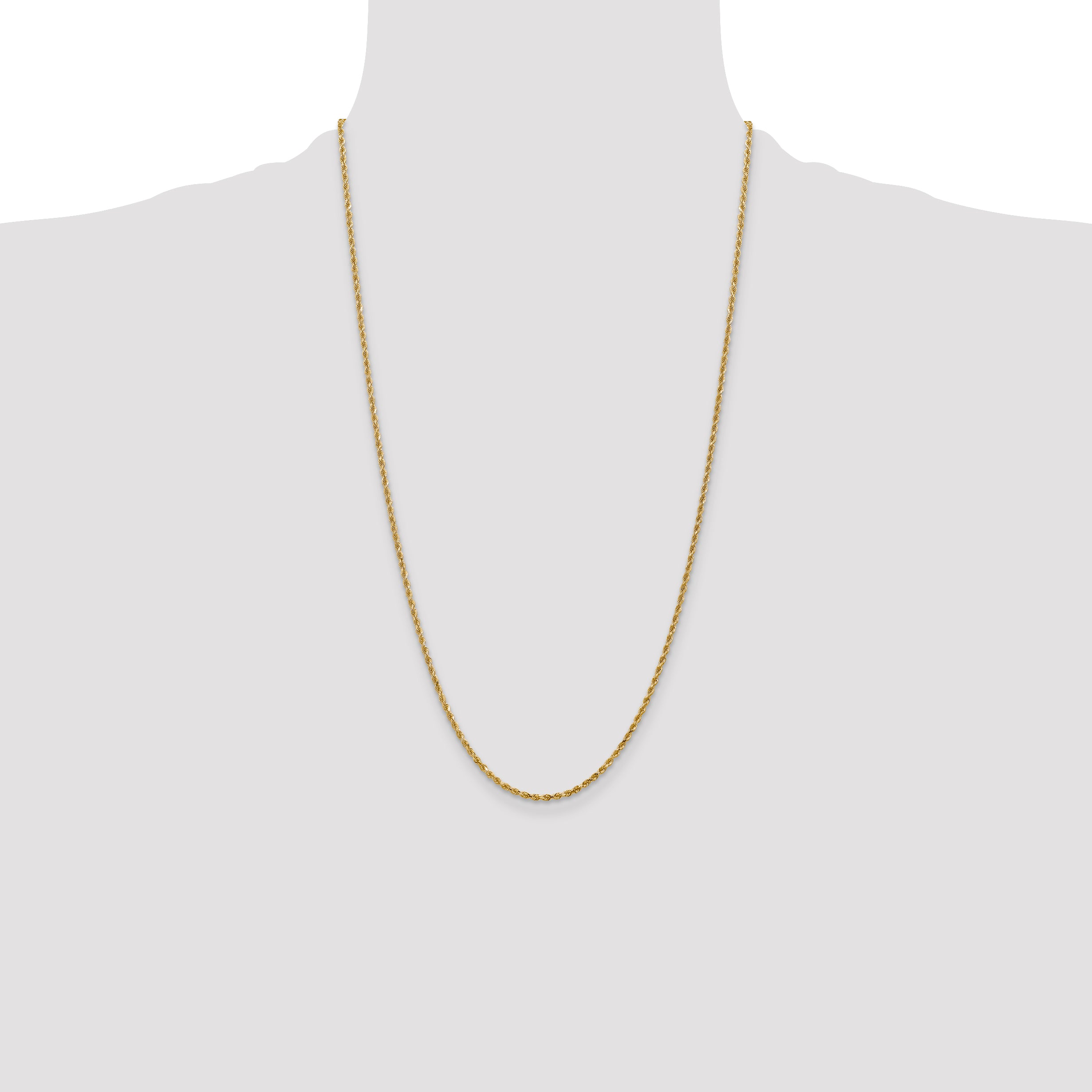 10K Gold Unisex Rope Necklace with Polished Diamond-Cut Finish