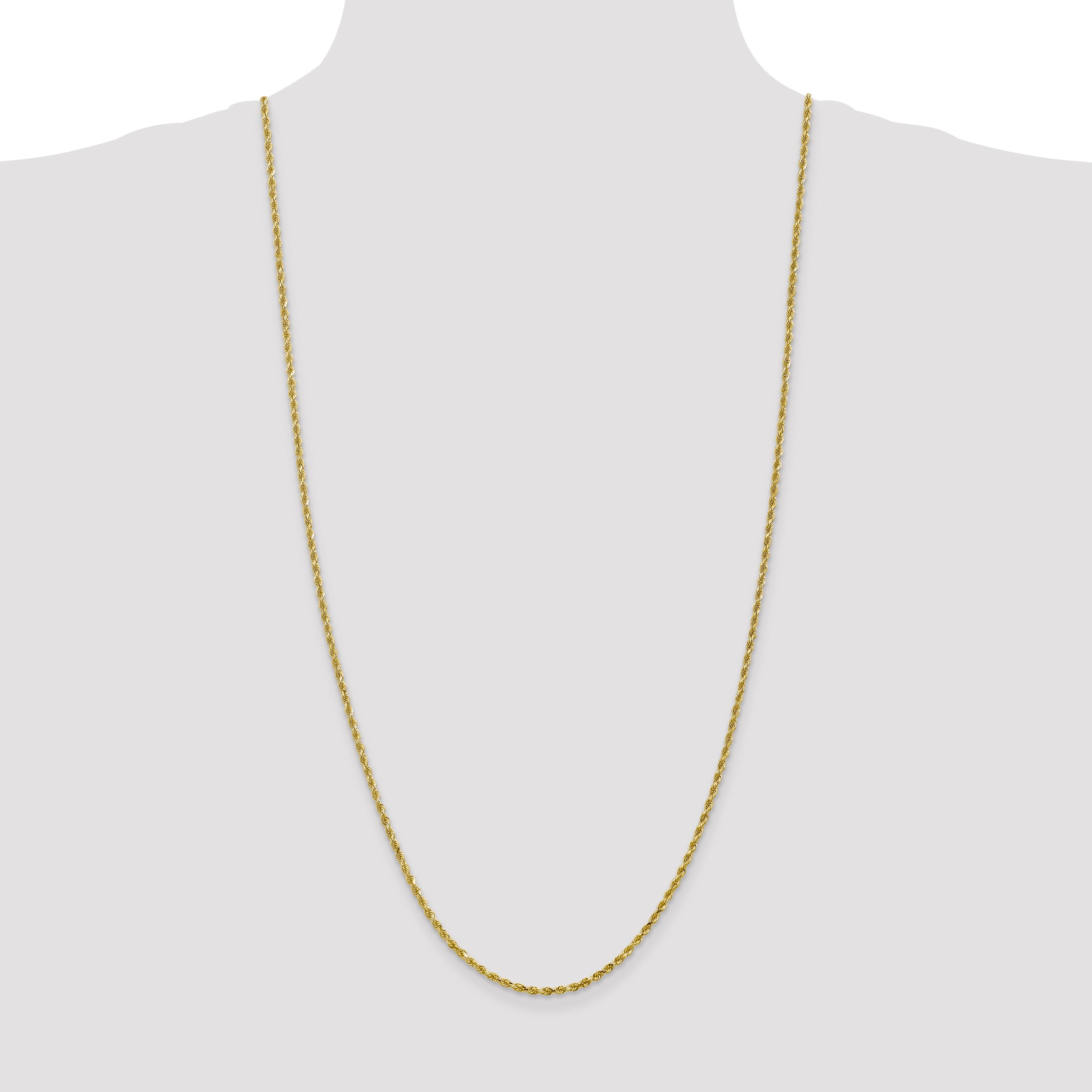 10K Gold Unisex Rope Necklace with Polished Diamond-Cut Finish