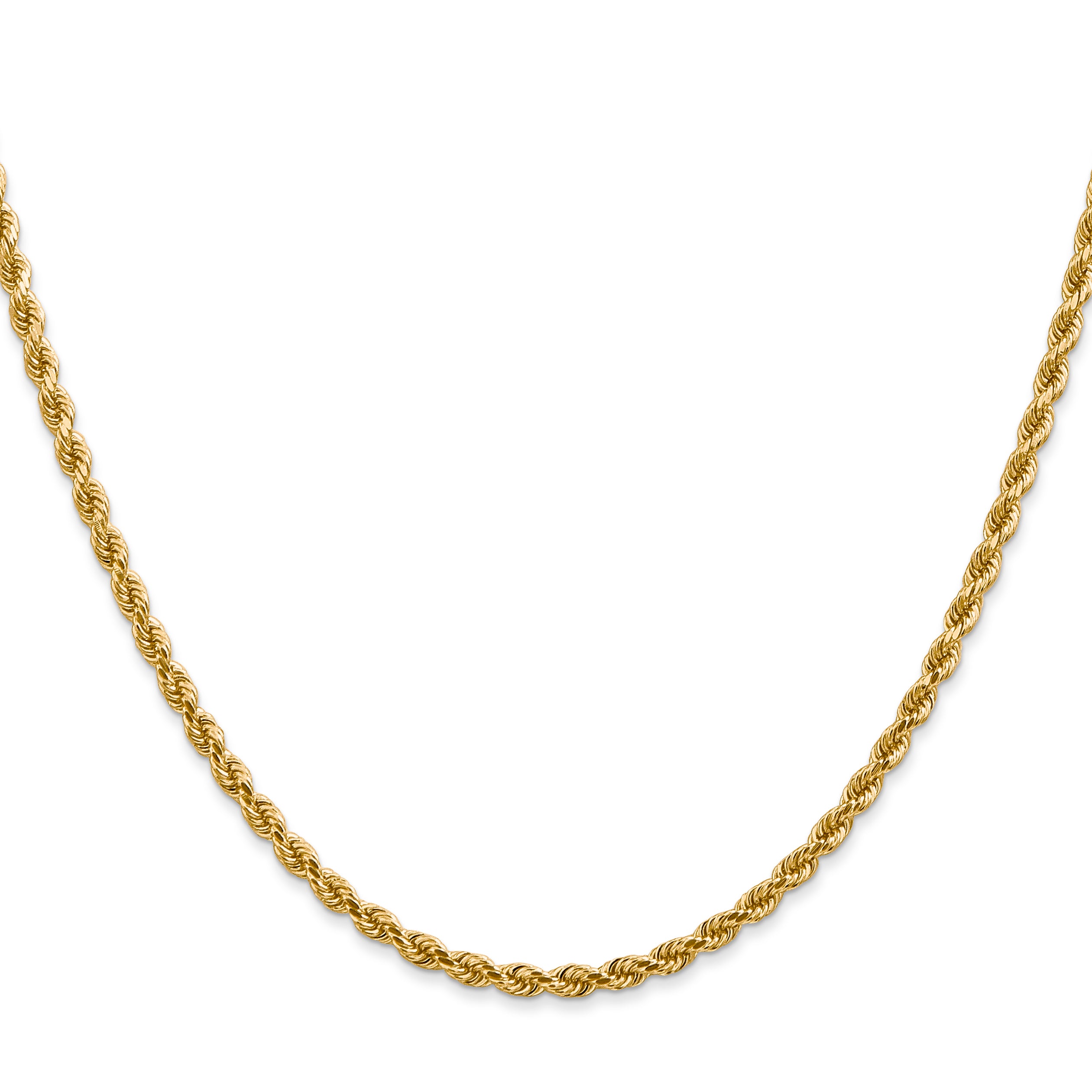 10K Gold Polished Unisex Diamond-Cut Rope Chain Necklace 18